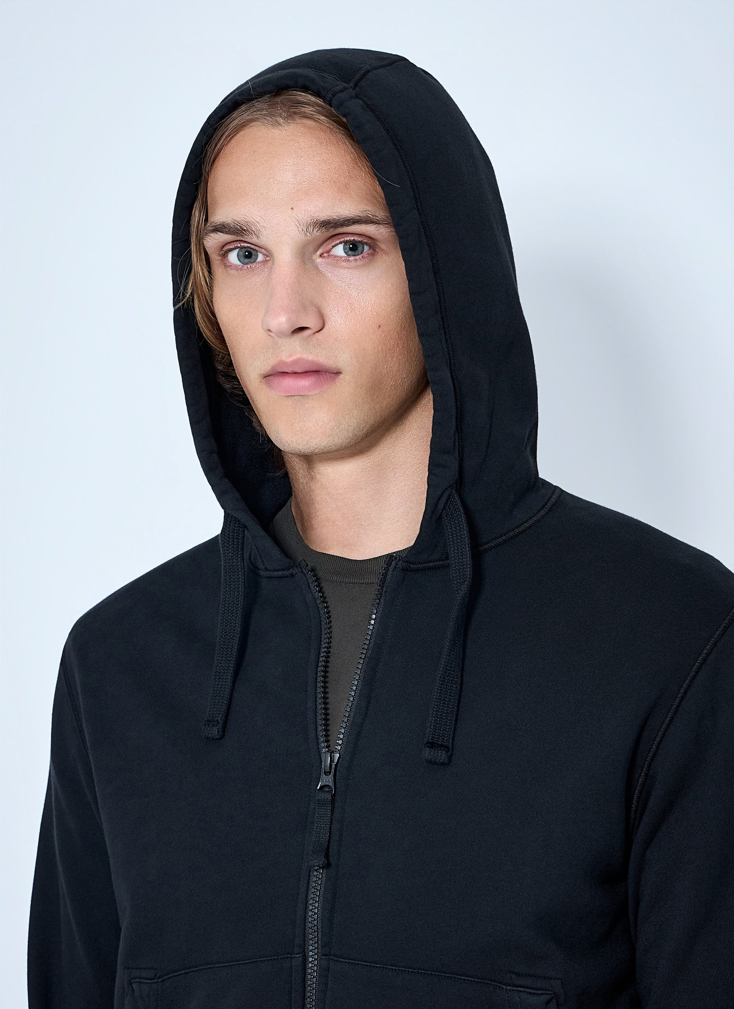 Stone Island Men Zip-Up Hoodie With Sleeve Patch