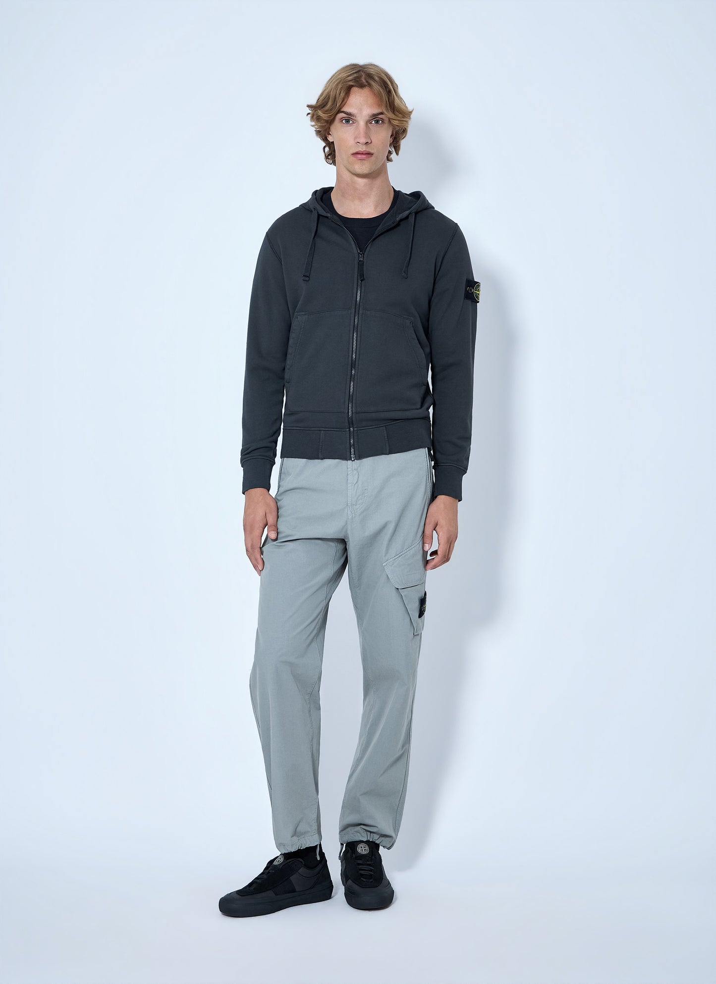Stone Island Men Hooded Zip-Up Sweatshirt STONE ISLAND