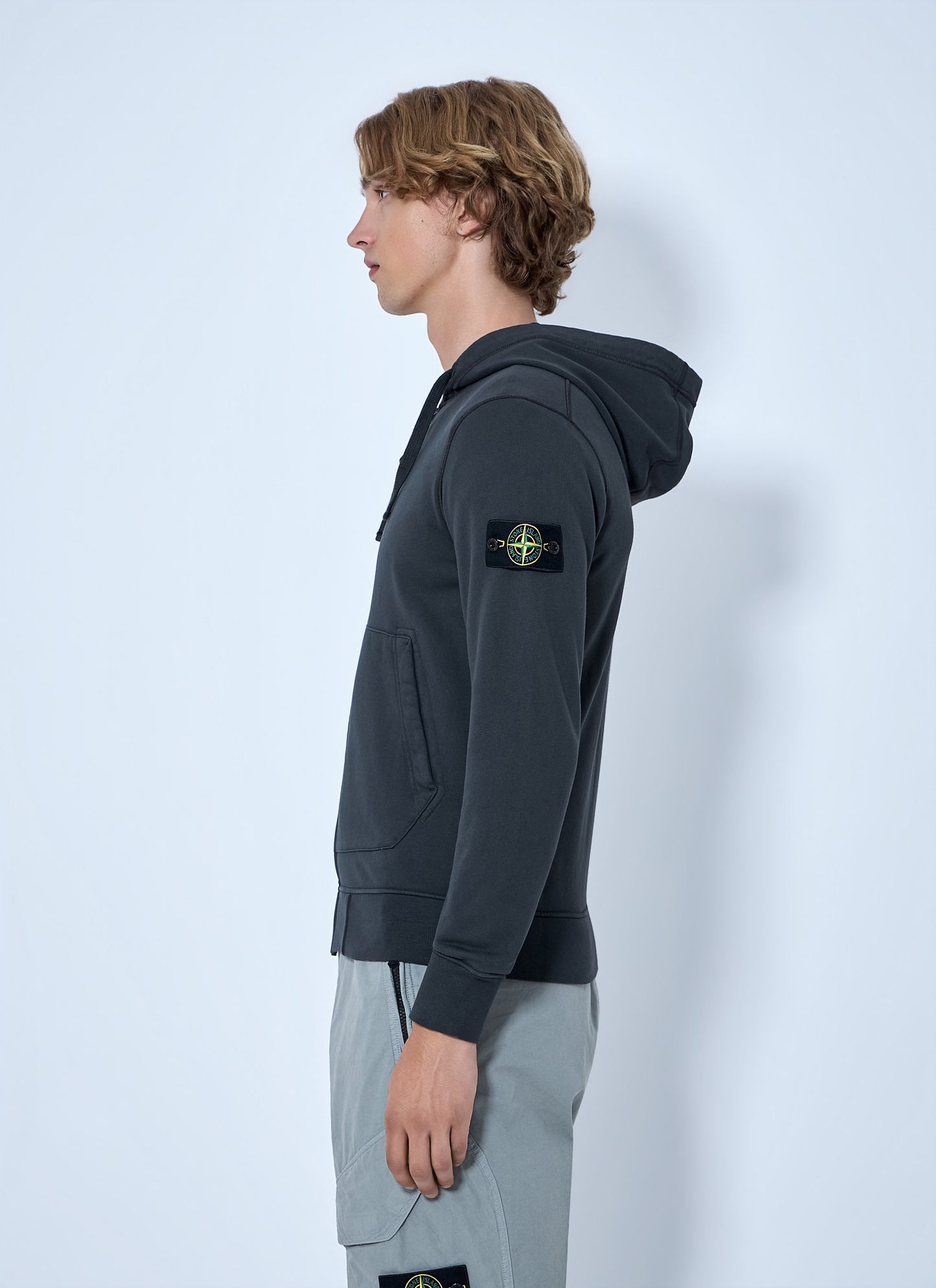 Stone Island Men Hooded Zip-Up Sweatshirt STONE ISLAND