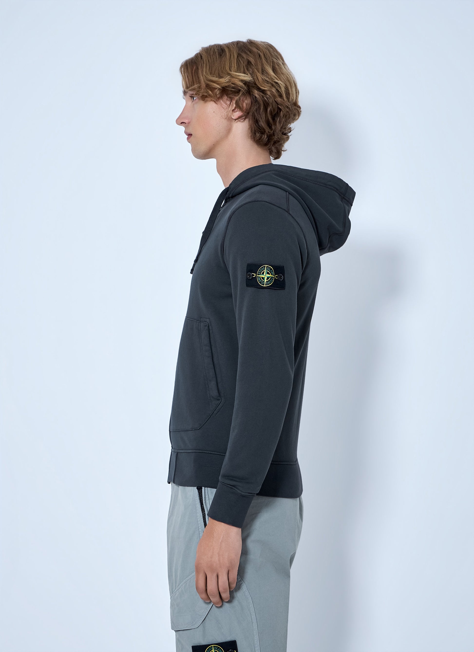 Stone Island Men Hooded Zip-Up Sweatshirt STONE ISLAND