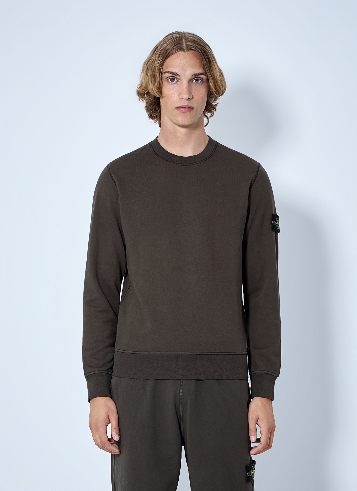 Stone Island Men Crewneck Sweatshirt With Sleeve Patch