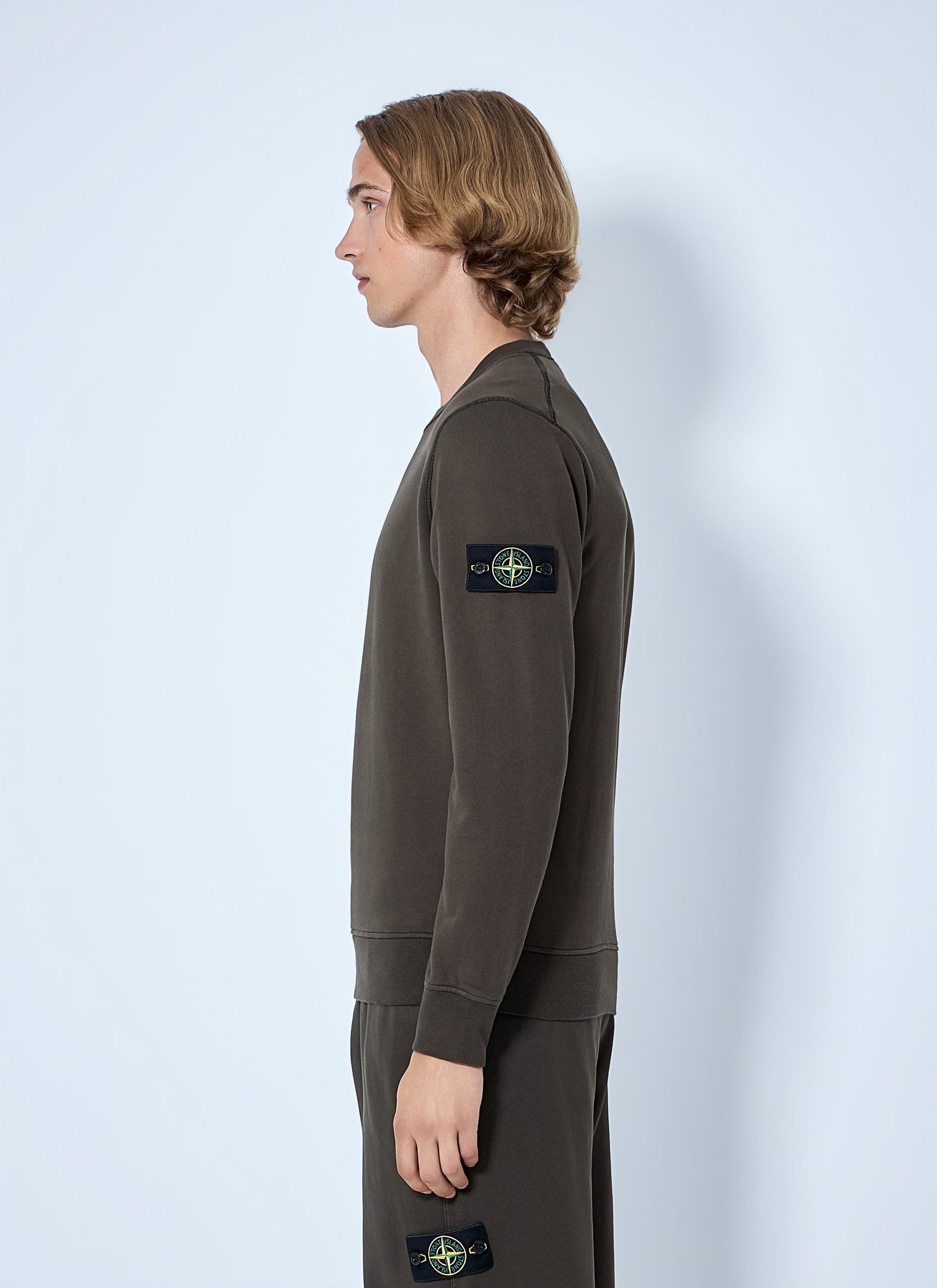 Stone Island Men Crewneck Sweatshirt With Sleeve Patch
