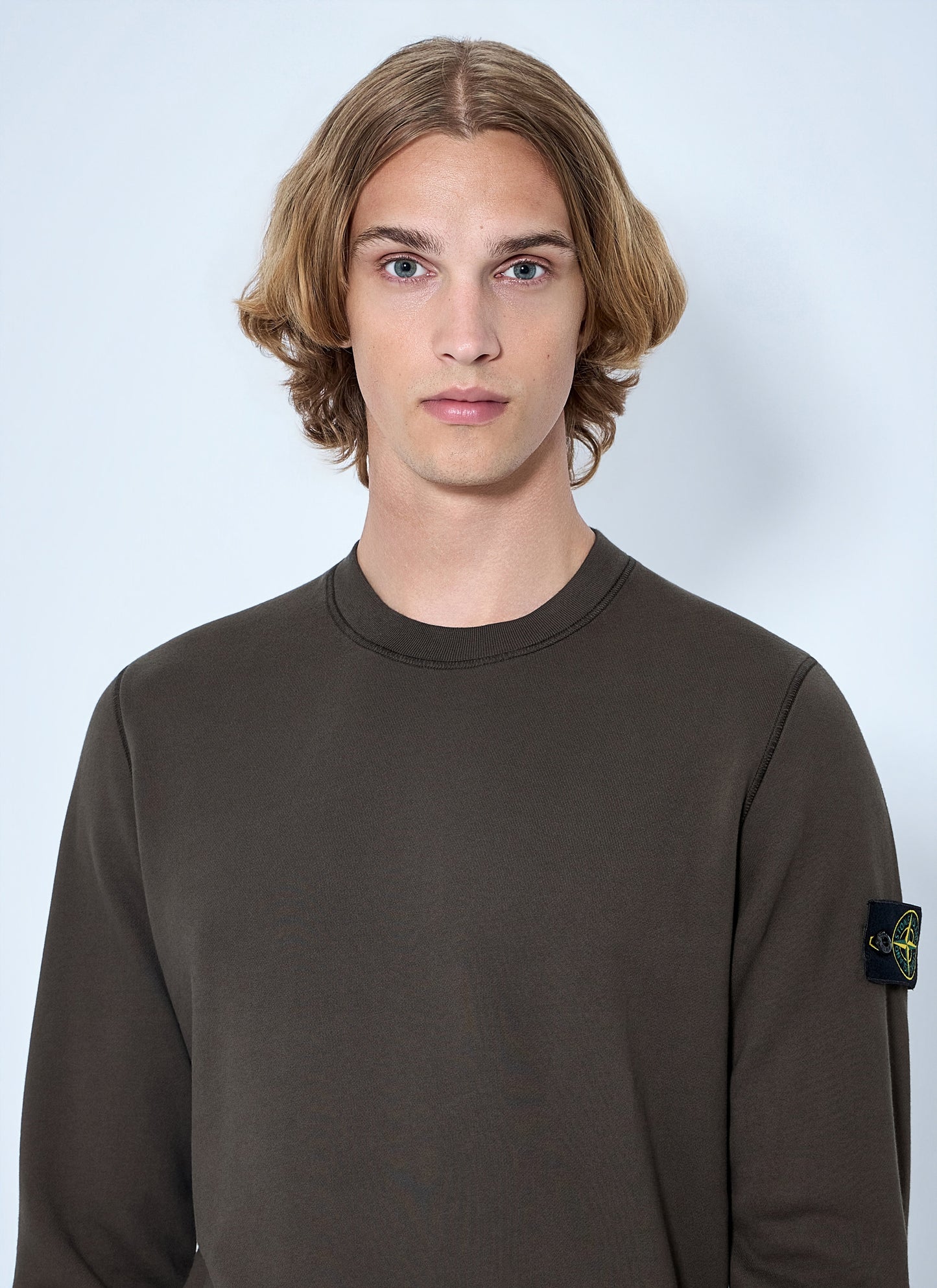 Stone Island Men Crewneck Sweatshirt With Sleeve Patch