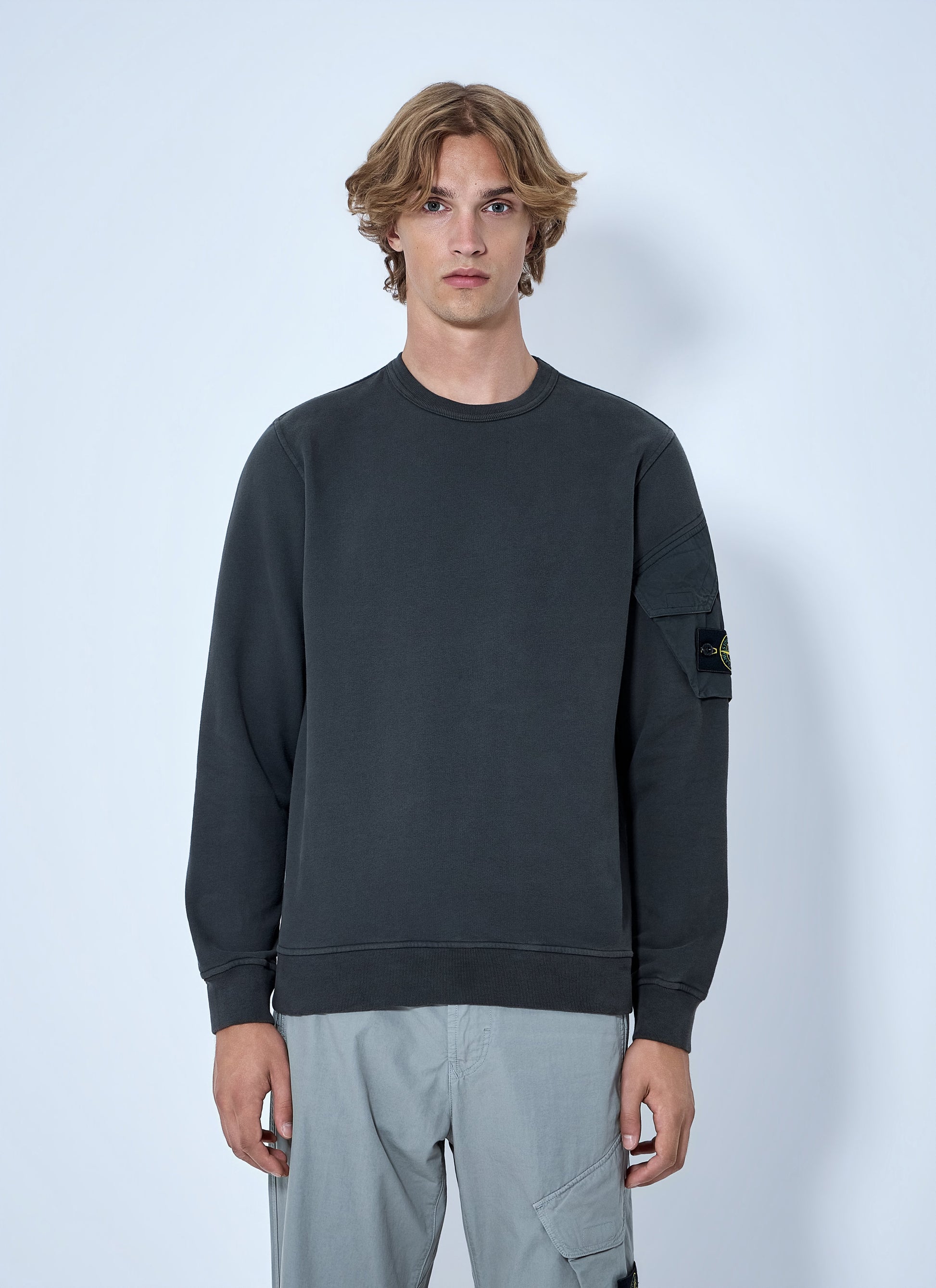 Stone Island Men Crewneck Sweatshirt With Sleeve Pocket STONE ISLAND