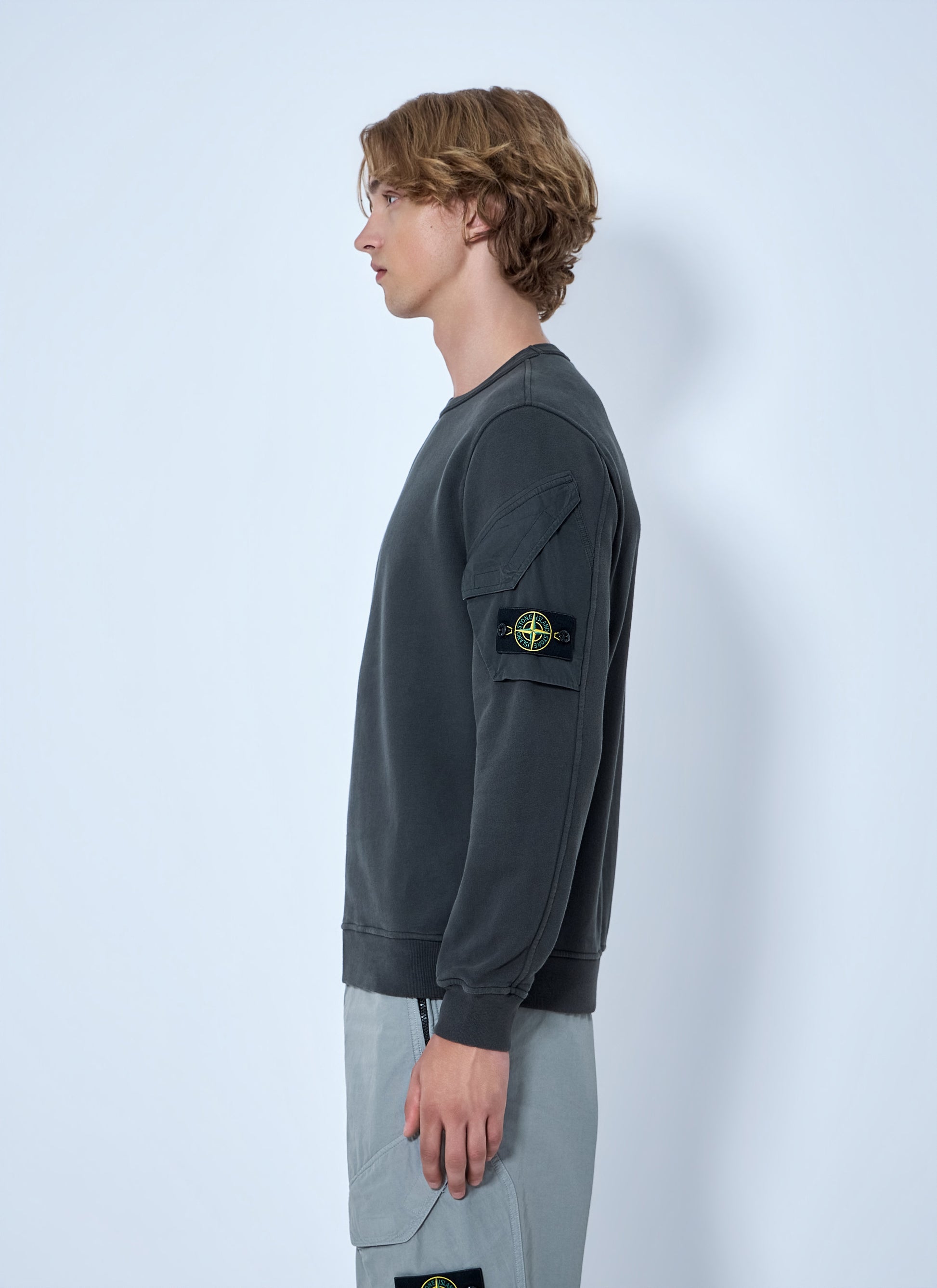 Stone Island Men Crewneck Sweatshirt With Sleeve Pocket STONE ISLAND