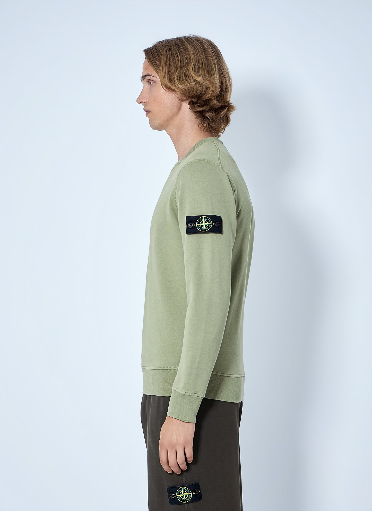 Stone Island Men Crewneck Sweatshirt With Arm Patch