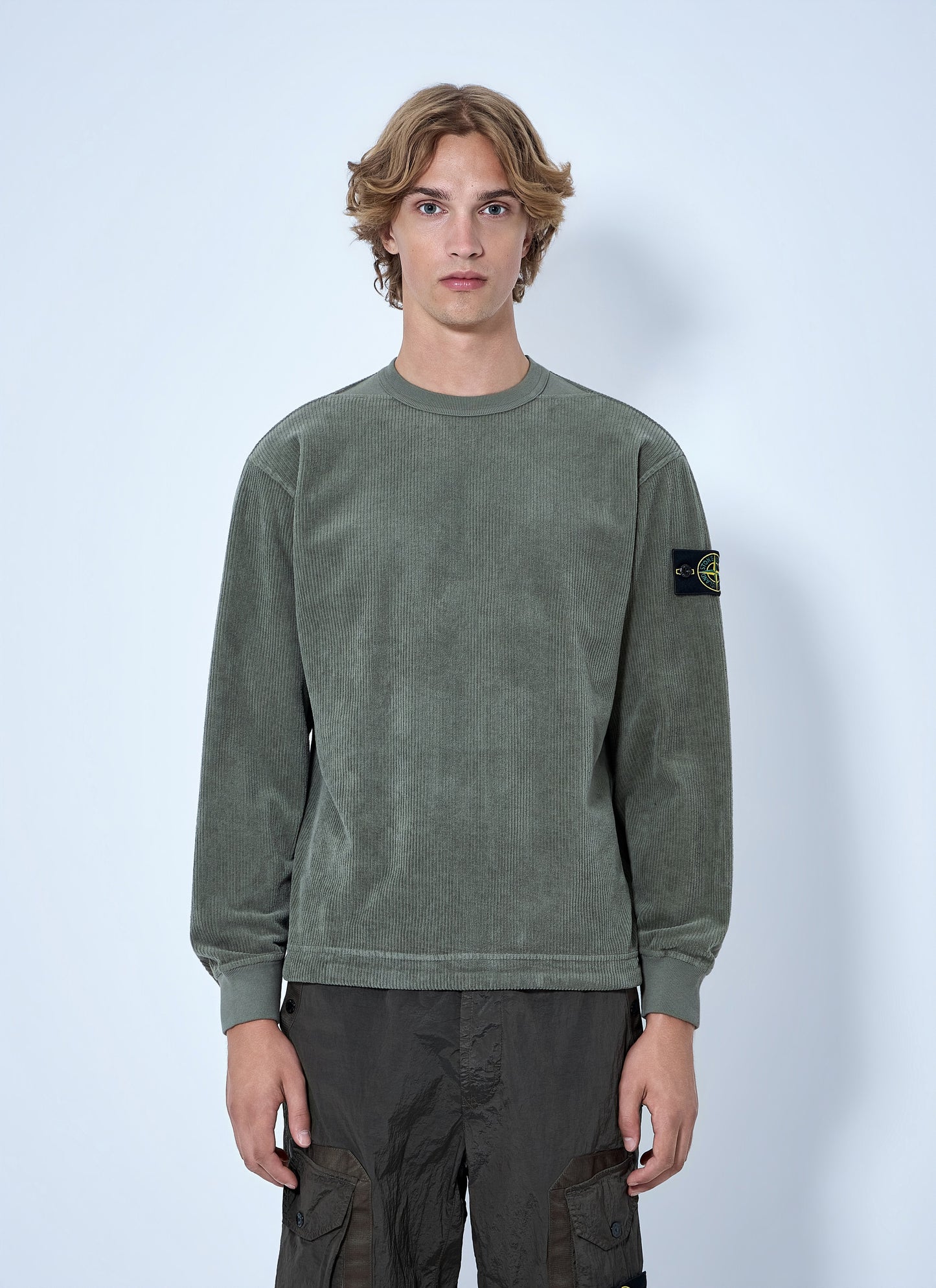 Stone Island Men Corduroy Logo Patch Sweatshirt STONE ISLAND