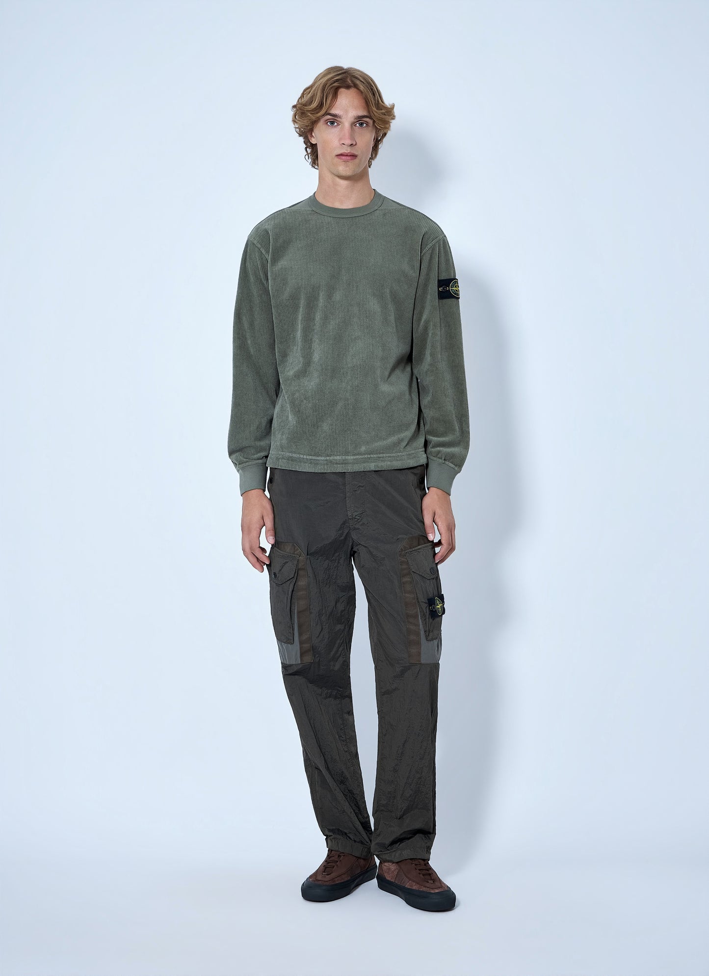 Stone Island Men Corduroy Logo Patch Sweatshirt STONE ISLAND
