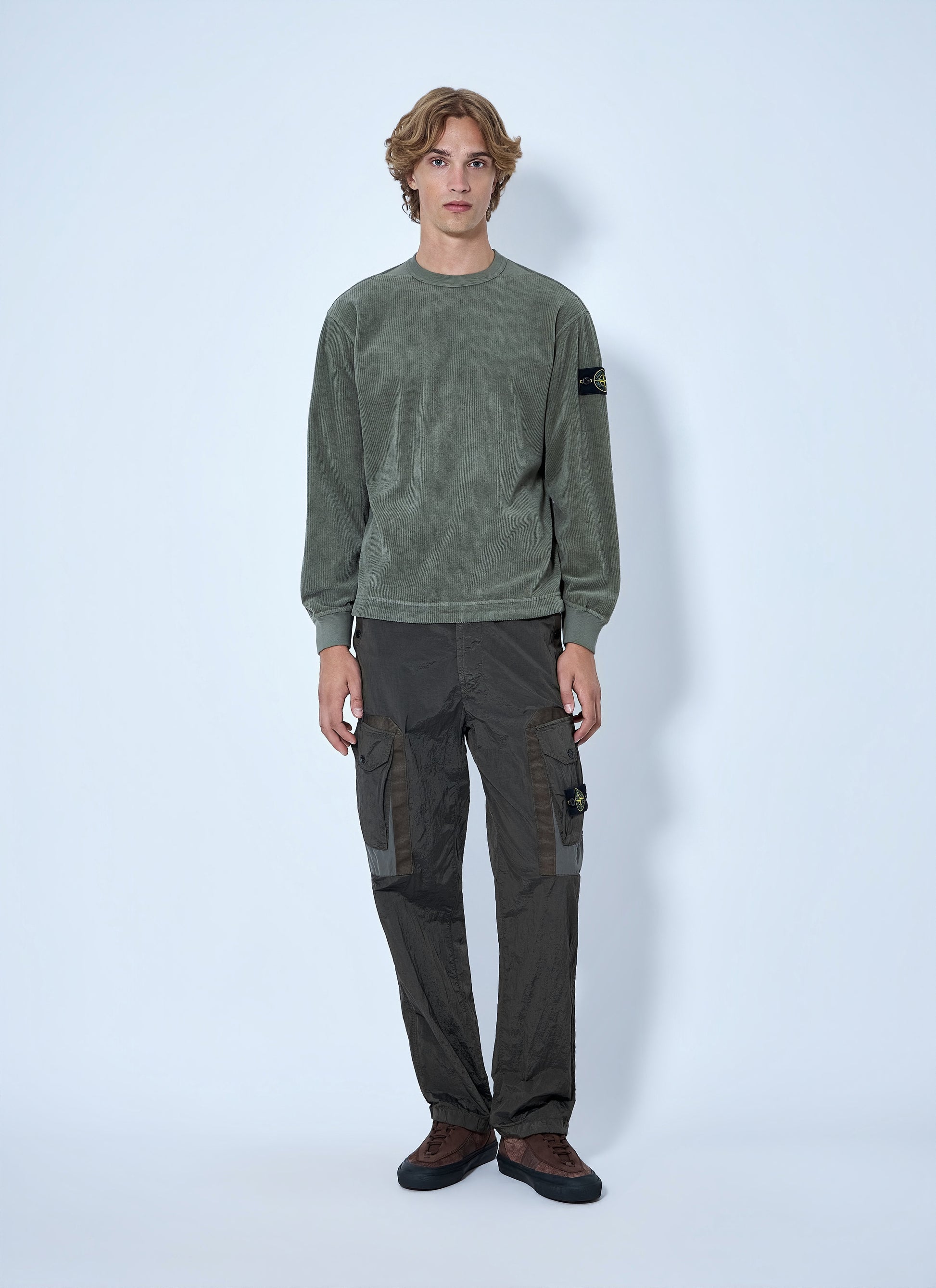 Stone Island Men Corduroy Logo Patch Sweatshirt STONE ISLAND