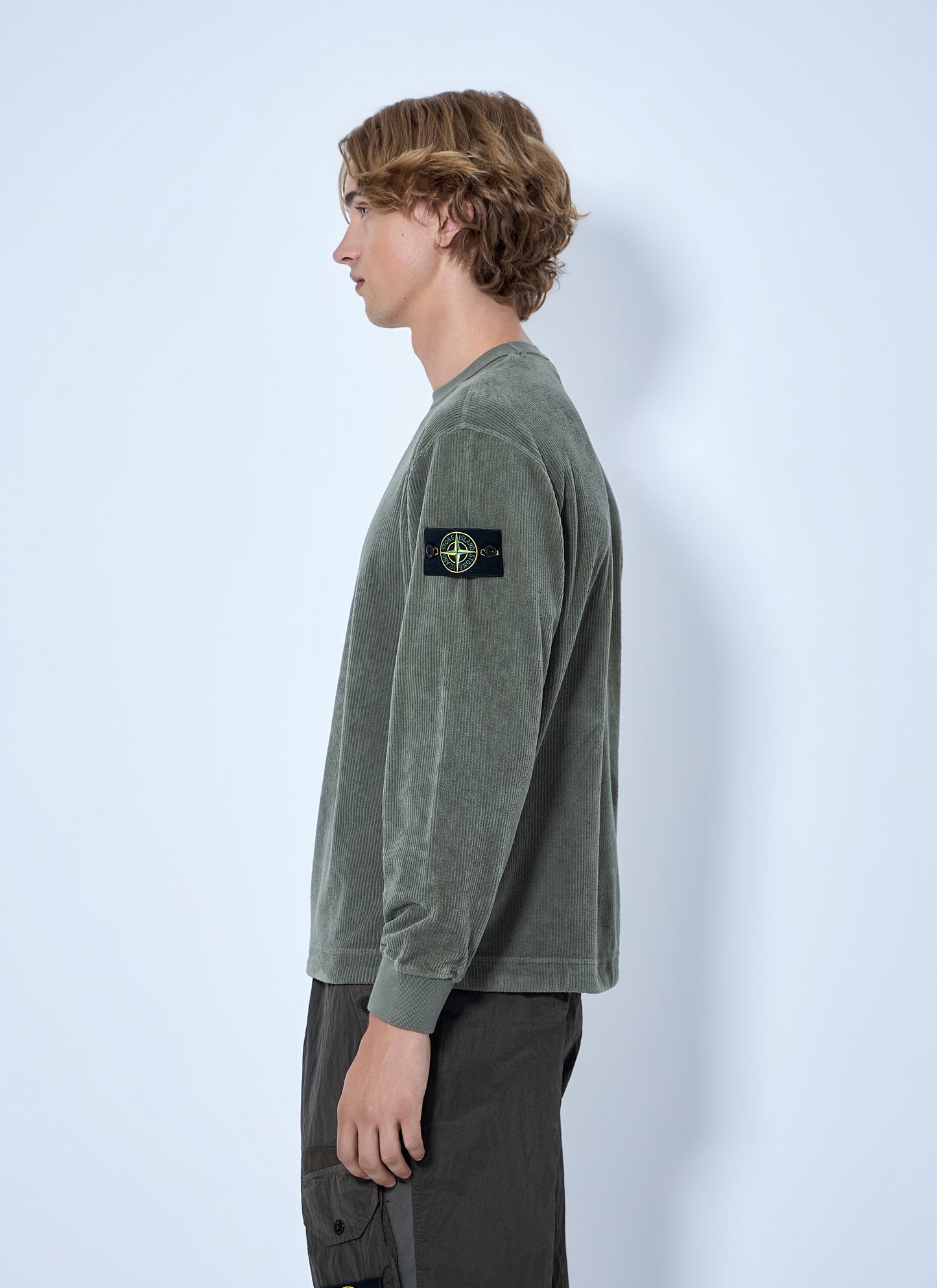 Stone Island Men Corduroy Logo Patch Sweatshirt STONE ISLAND