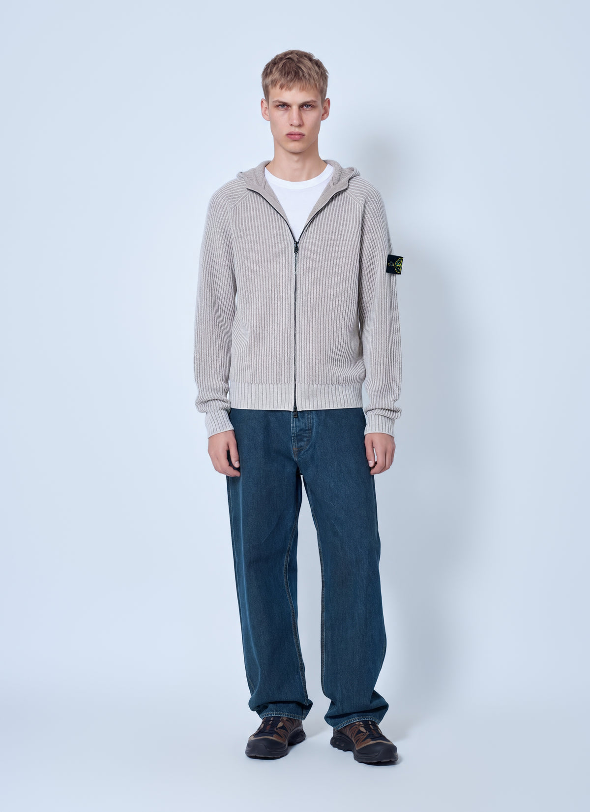 Stone Island Men Ribbed Knit Hoodie STONE ISLAND