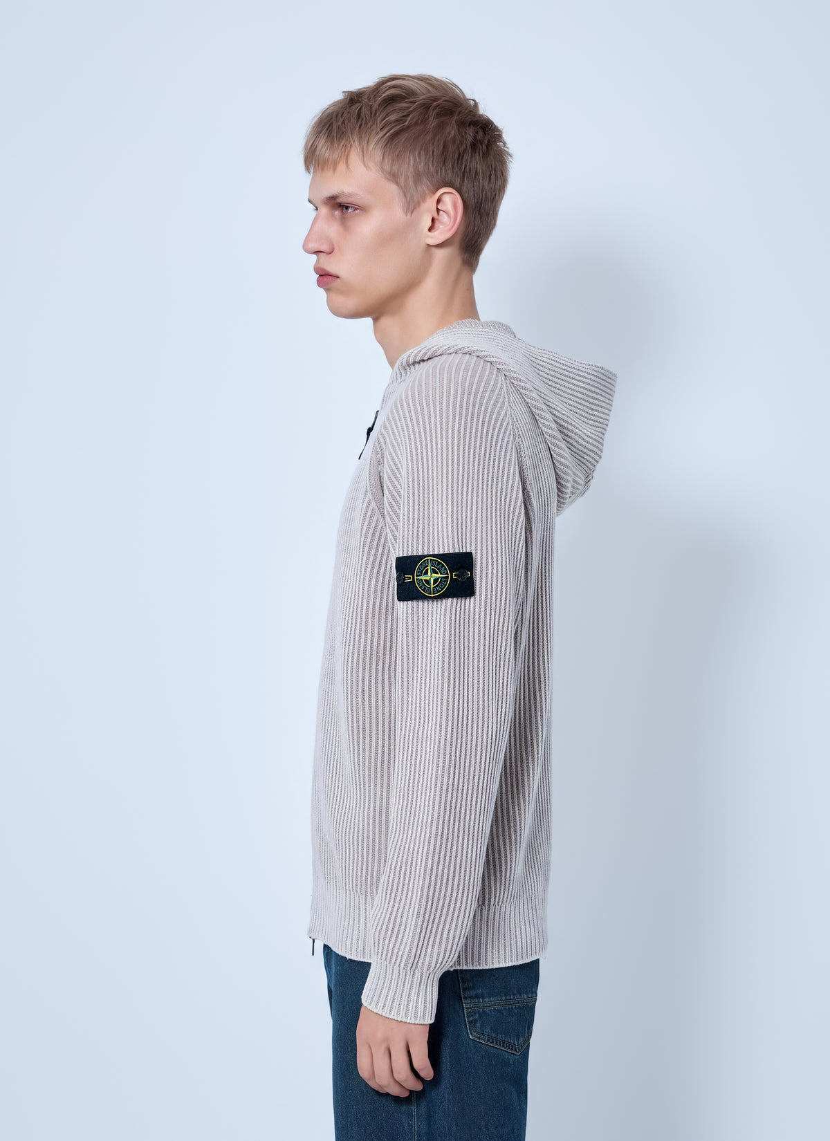 Stone Island Men Ribbed Knit Hoodie STONE ISLAND