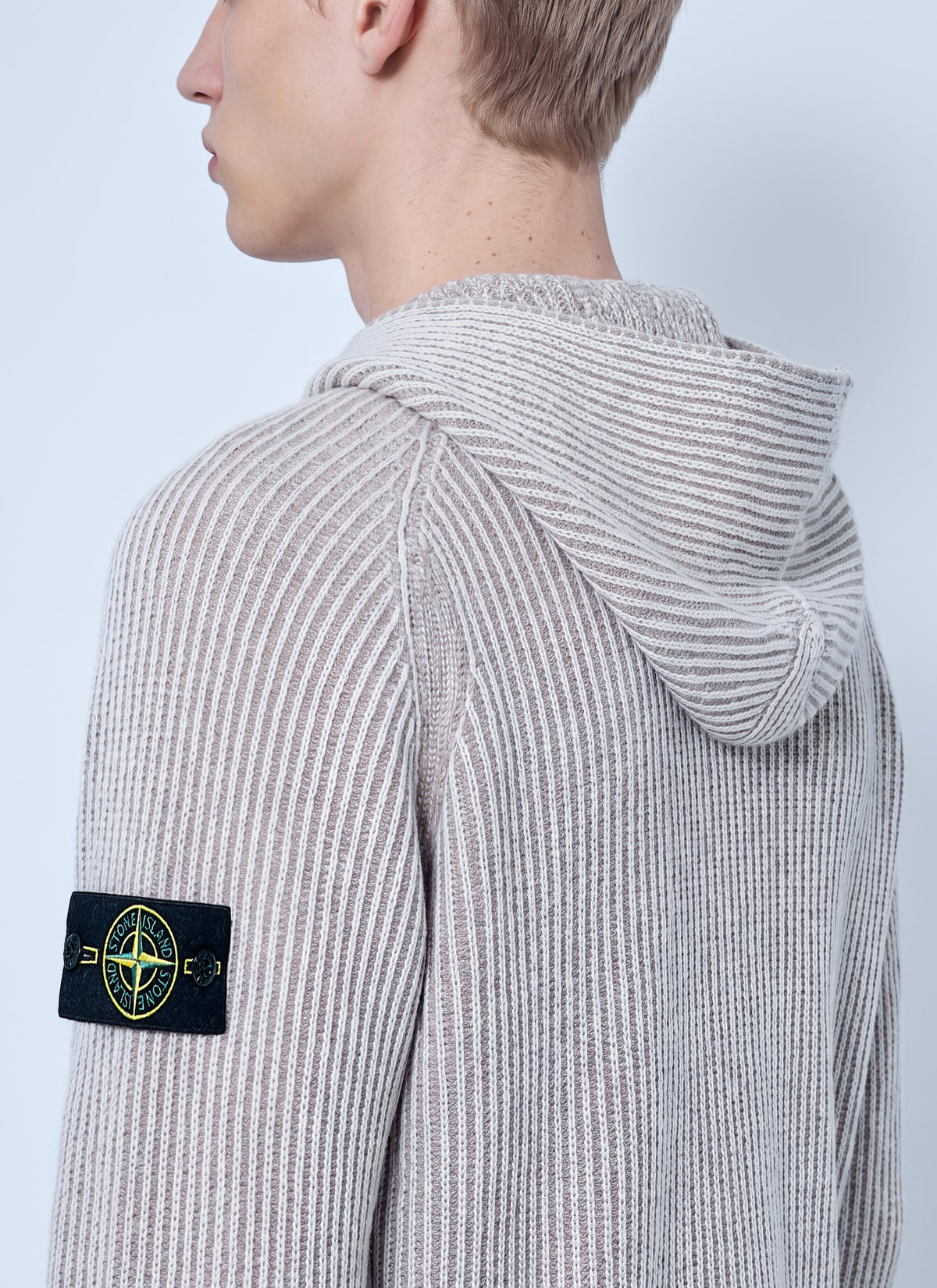 Stone Island Men Ribbed Knit Hoodie STONE ISLAND