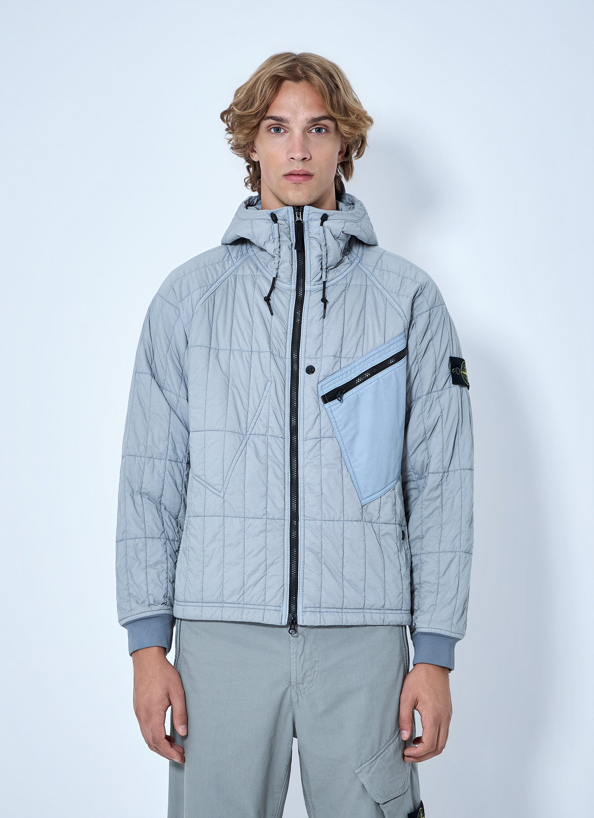 Stone Island Men Quilted Hooded Jacket STONE ISLAND