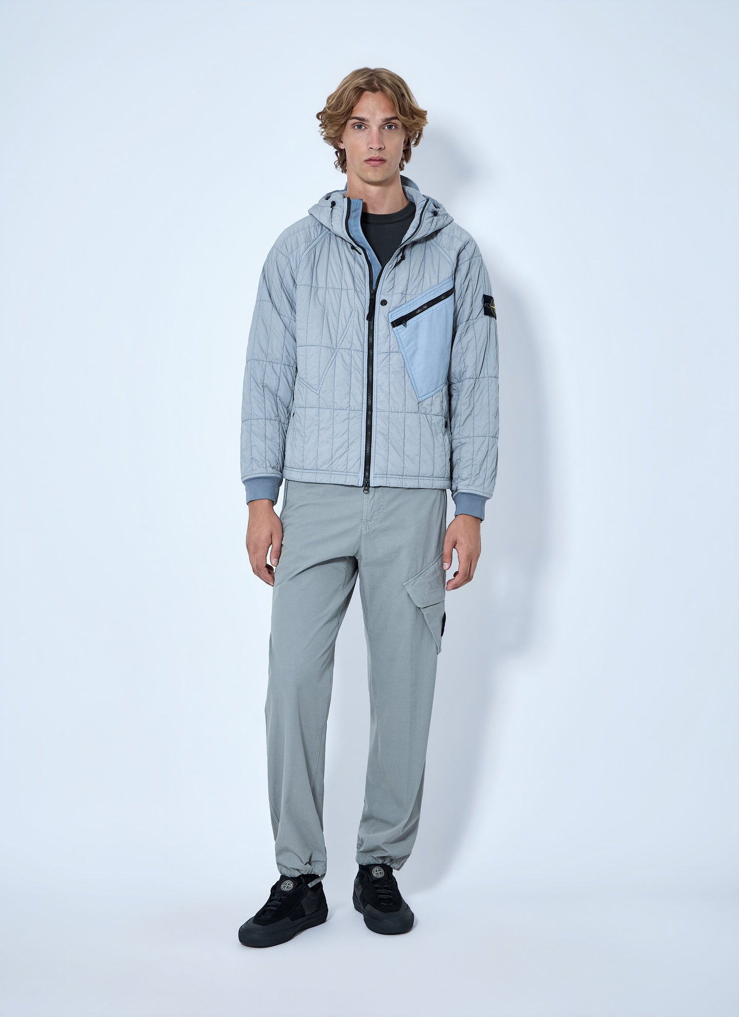 Stone Island Men Quilted Hooded Jacket STONE ISLAND