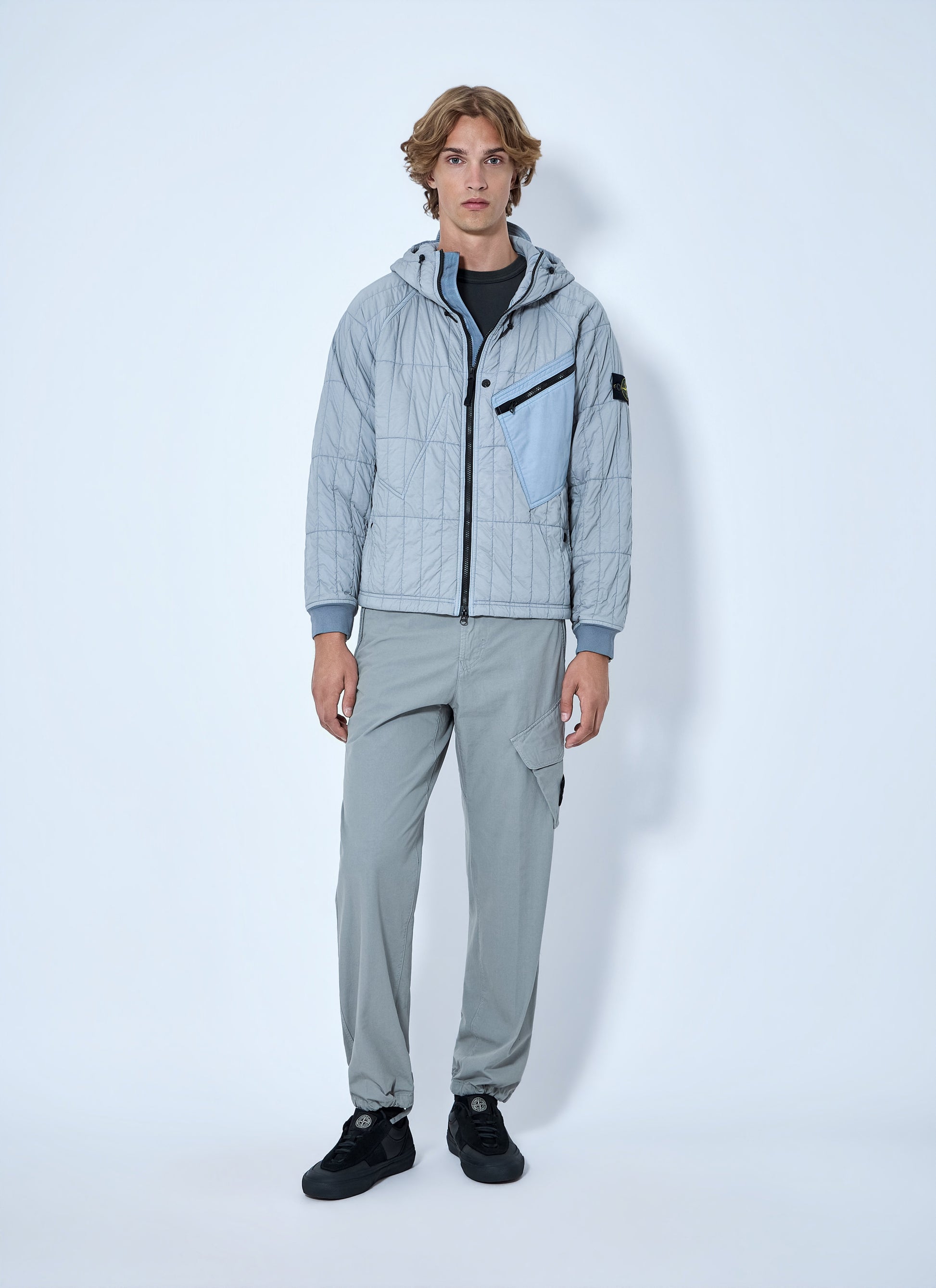 Stone Island Men Quilted Hooded Jacket STONE ISLAND