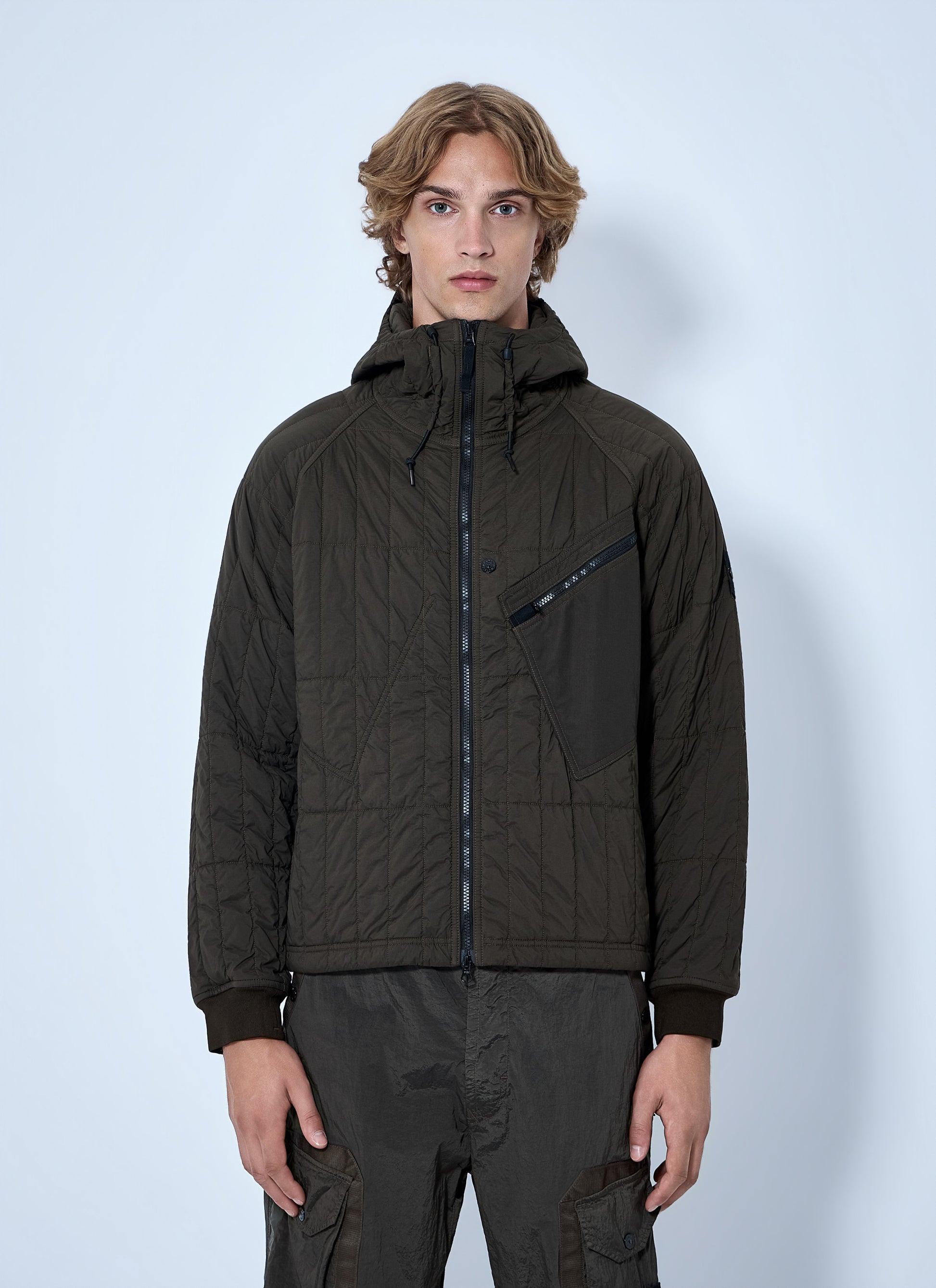 Stone Island Men Quilted Hooded Jacket STONE ISLAND
