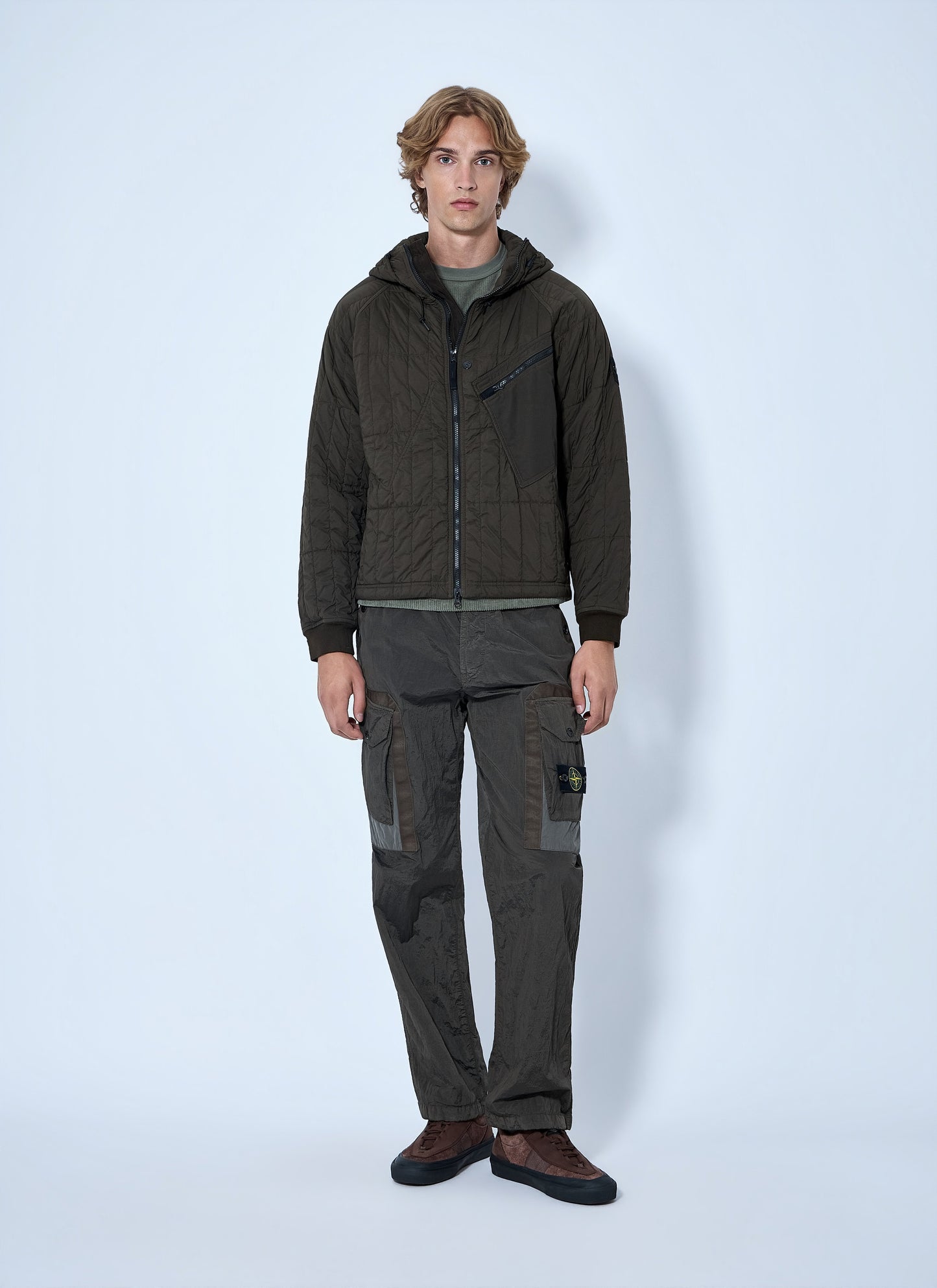 Stone Island Men Quilted Hooded Jacket STONE ISLAND