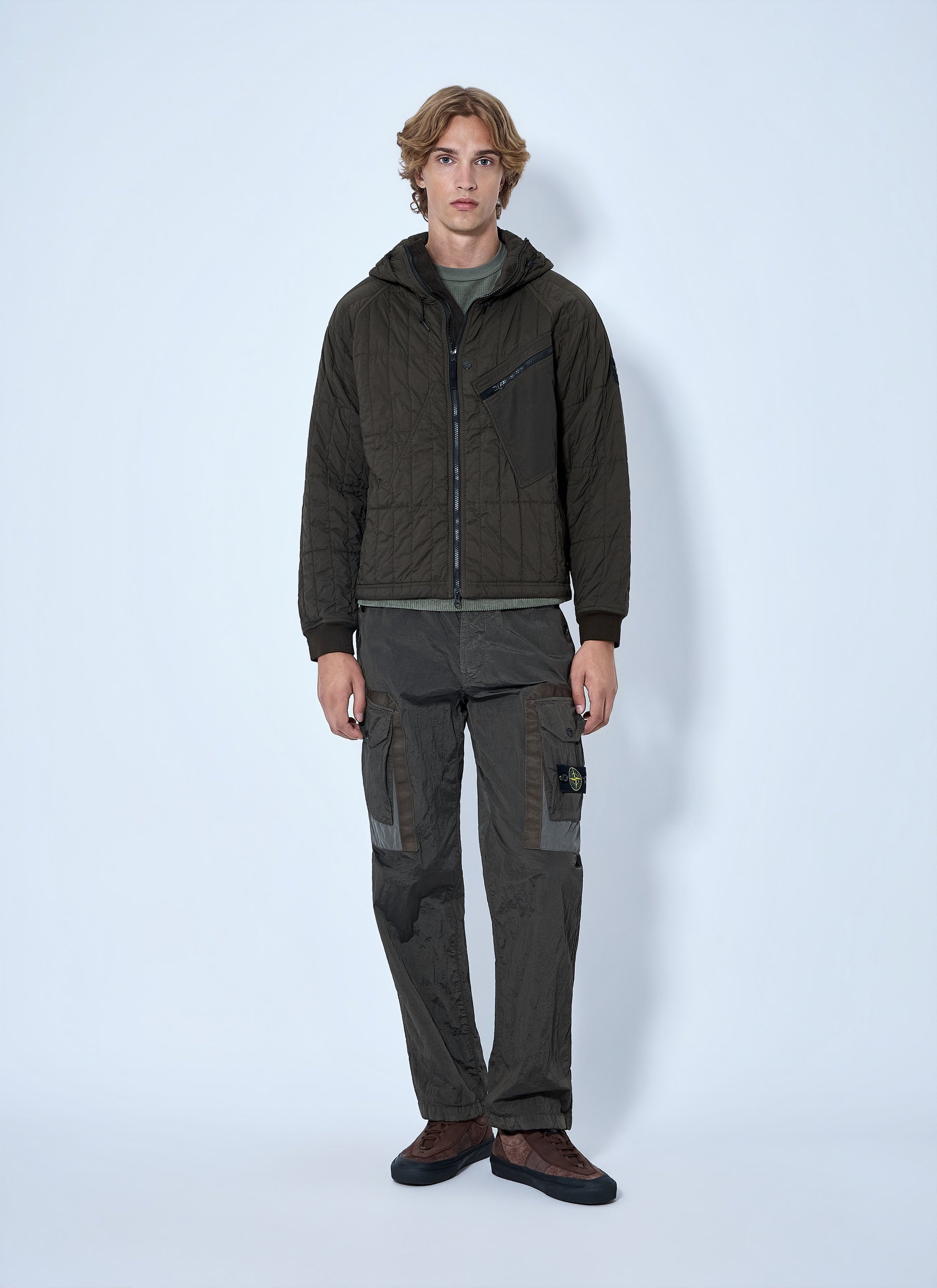 Stone Island Men Quilted Hooded Jacket STONE ISLAND