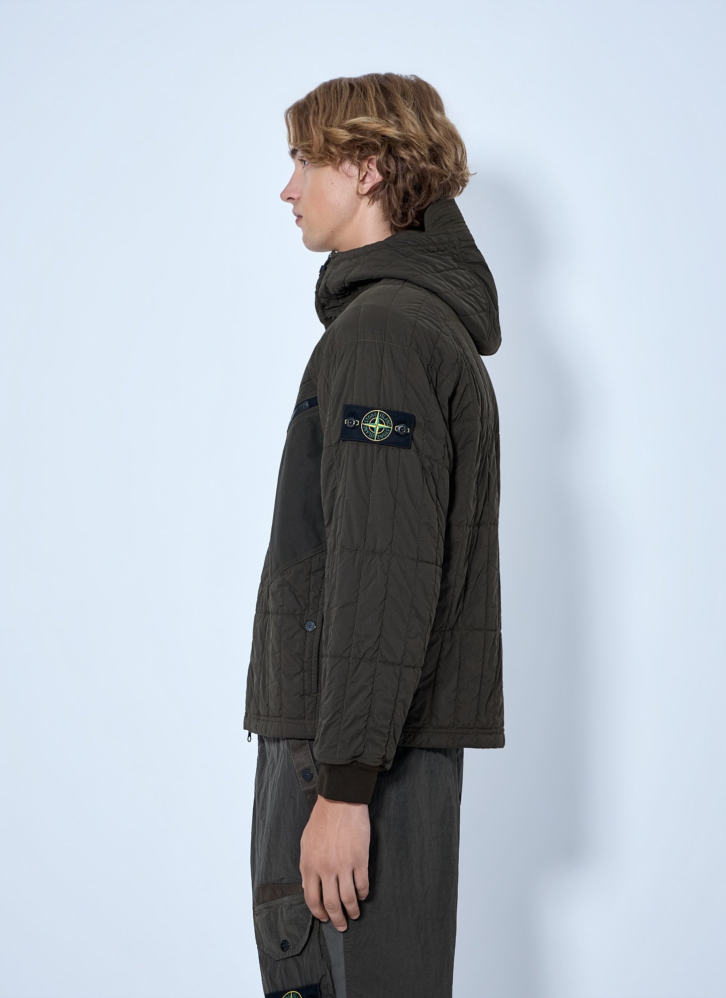 Stone Island Men Quilted Hooded Jacket STONE ISLAND
