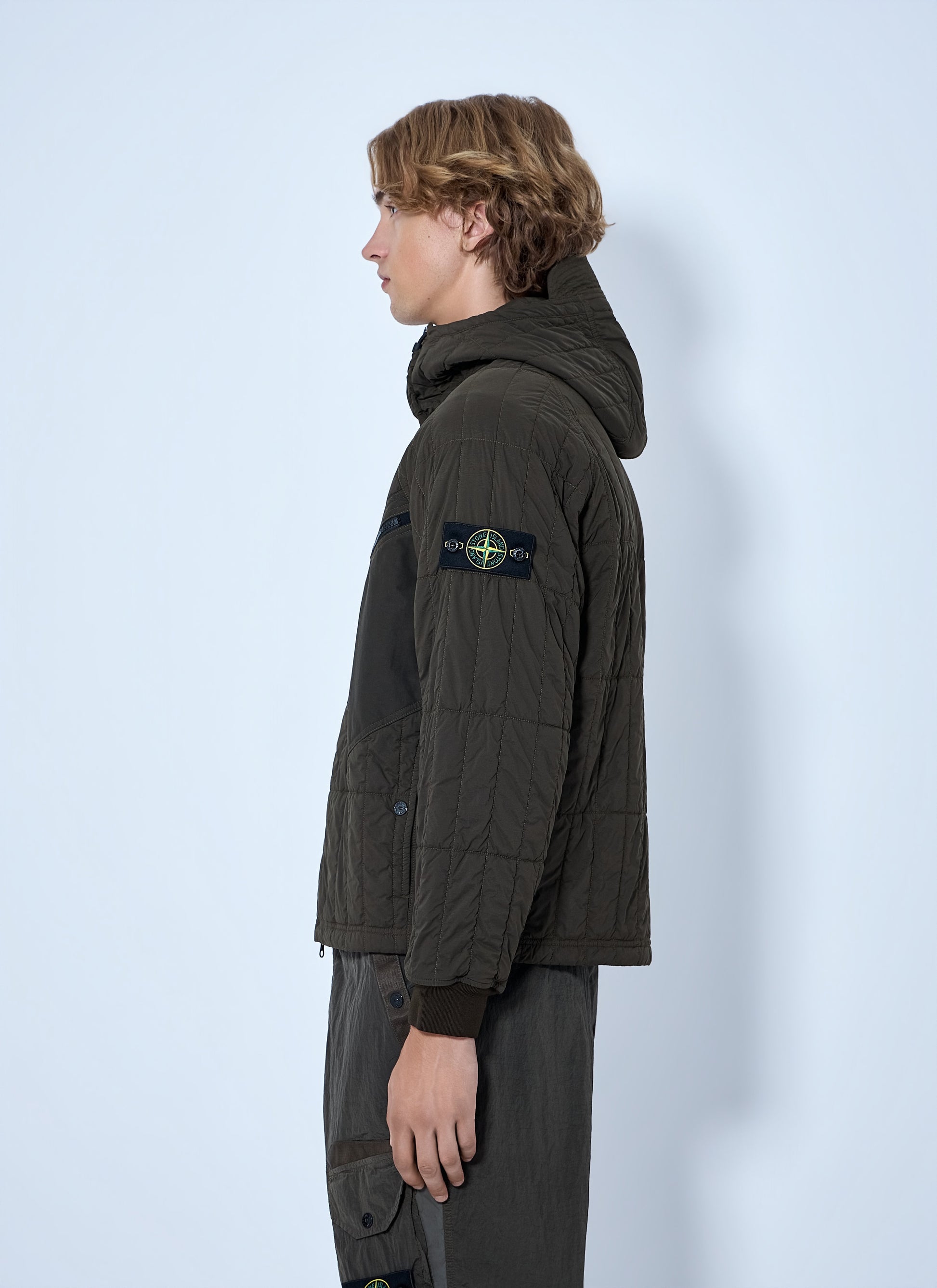 Stone Island Men Quilted Hooded Jacket STONE ISLAND