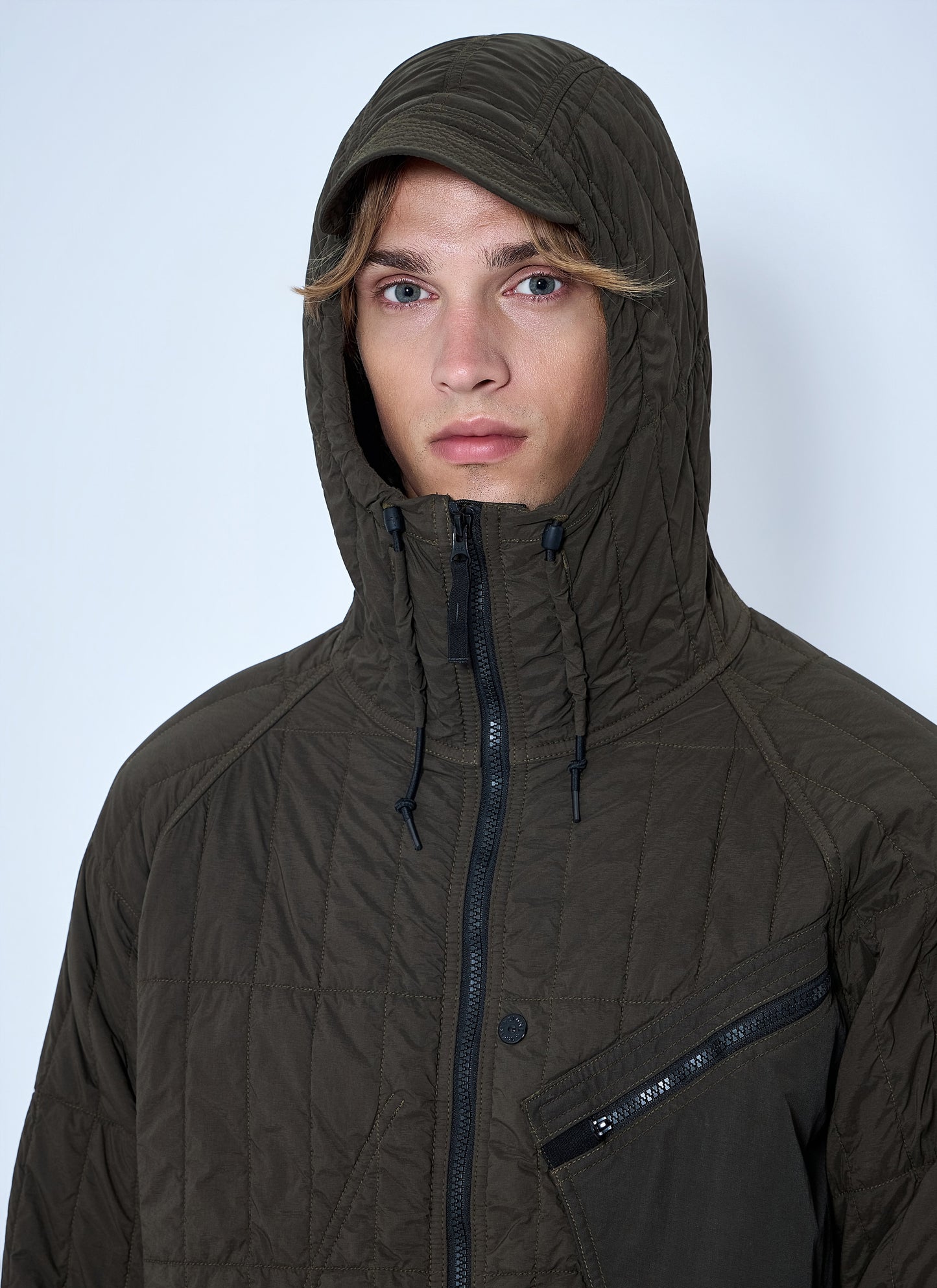 Stone Island Men Quilted Hooded Jacket STONE ISLAND
