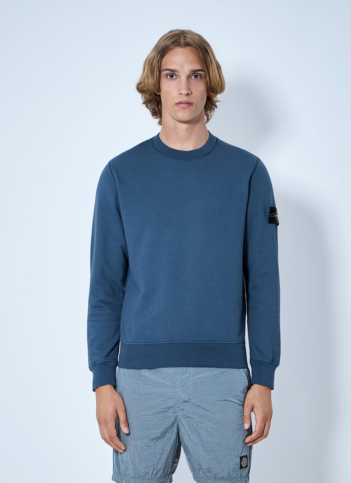 Stone Island Men Crewneck Sweatshirt With Sleeve Patch STONE ISLAND