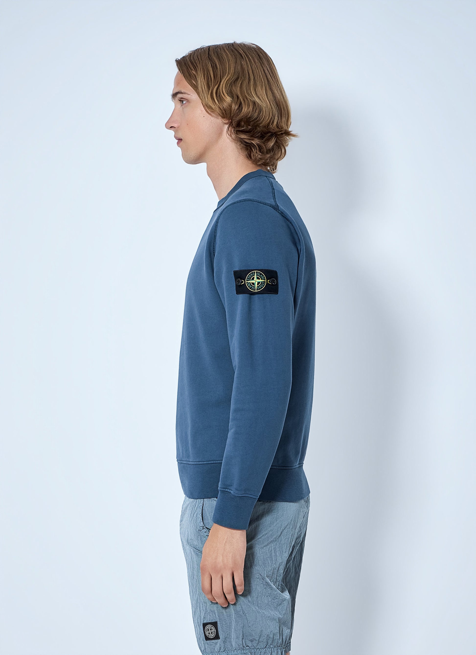 Stone Island Men Crewneck Sweatshirt With Sleeve Patch STONE ISLAND