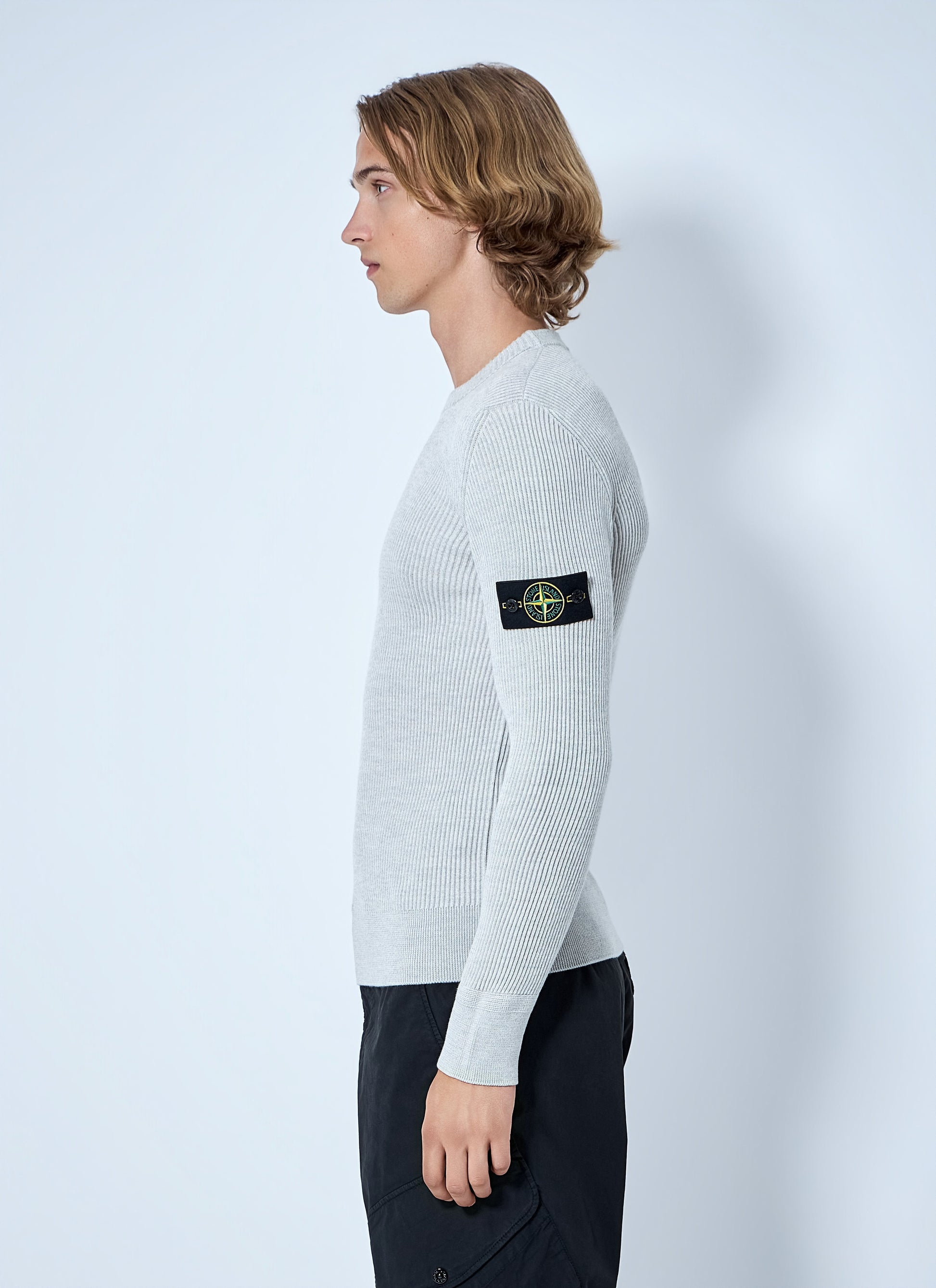 Stone Island Men Ribbed Crewneck Sweater STONE ISLAND