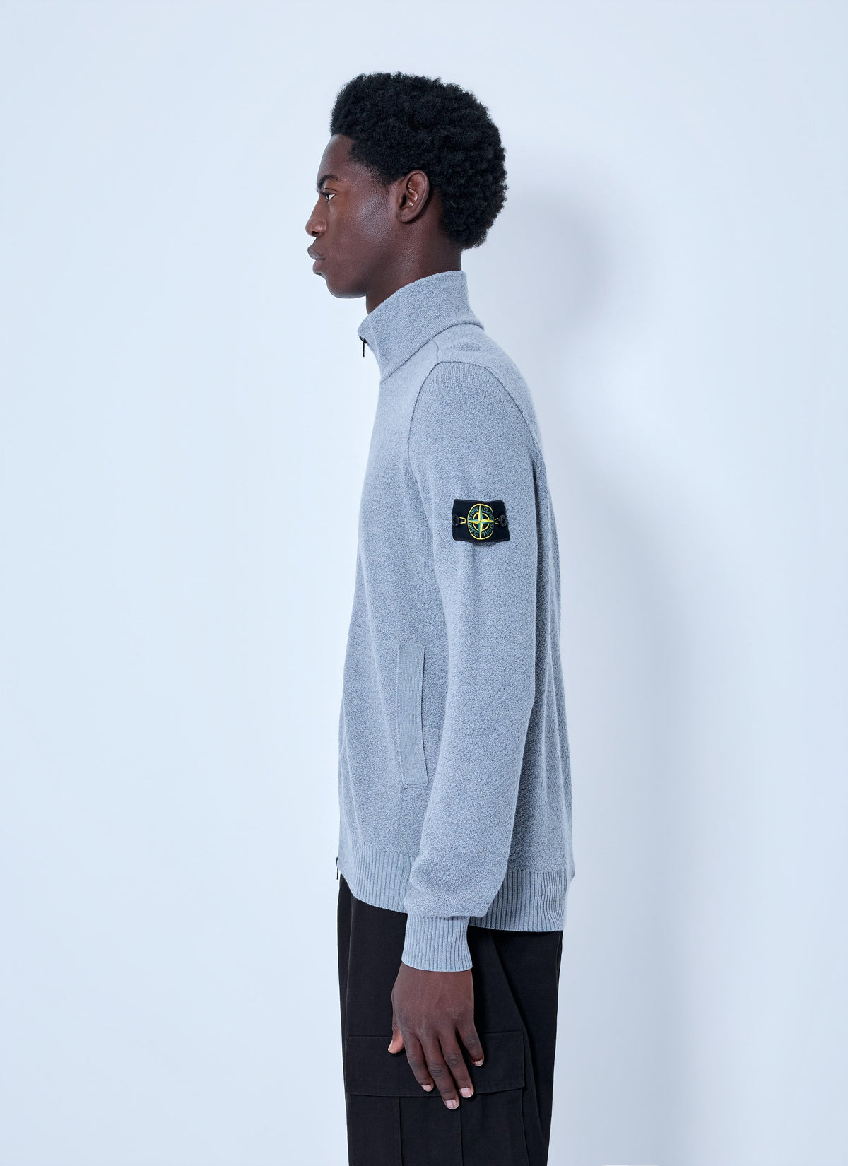 Stone Island Men Zip-Up Knit Sweater STONE ISLAND