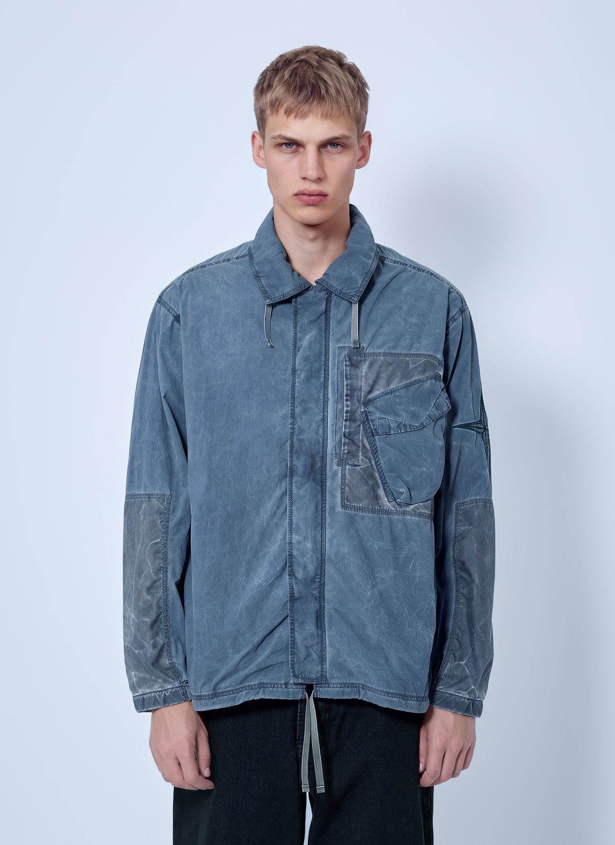 Stone Island Men Washed Overshirt With Drawstring Hem STONE ISLAND