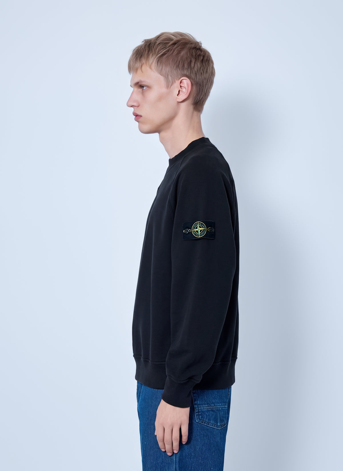 Stone Island Men Crewneck Sweatshirt With Sleeve Logo Patch STONE ISLAND