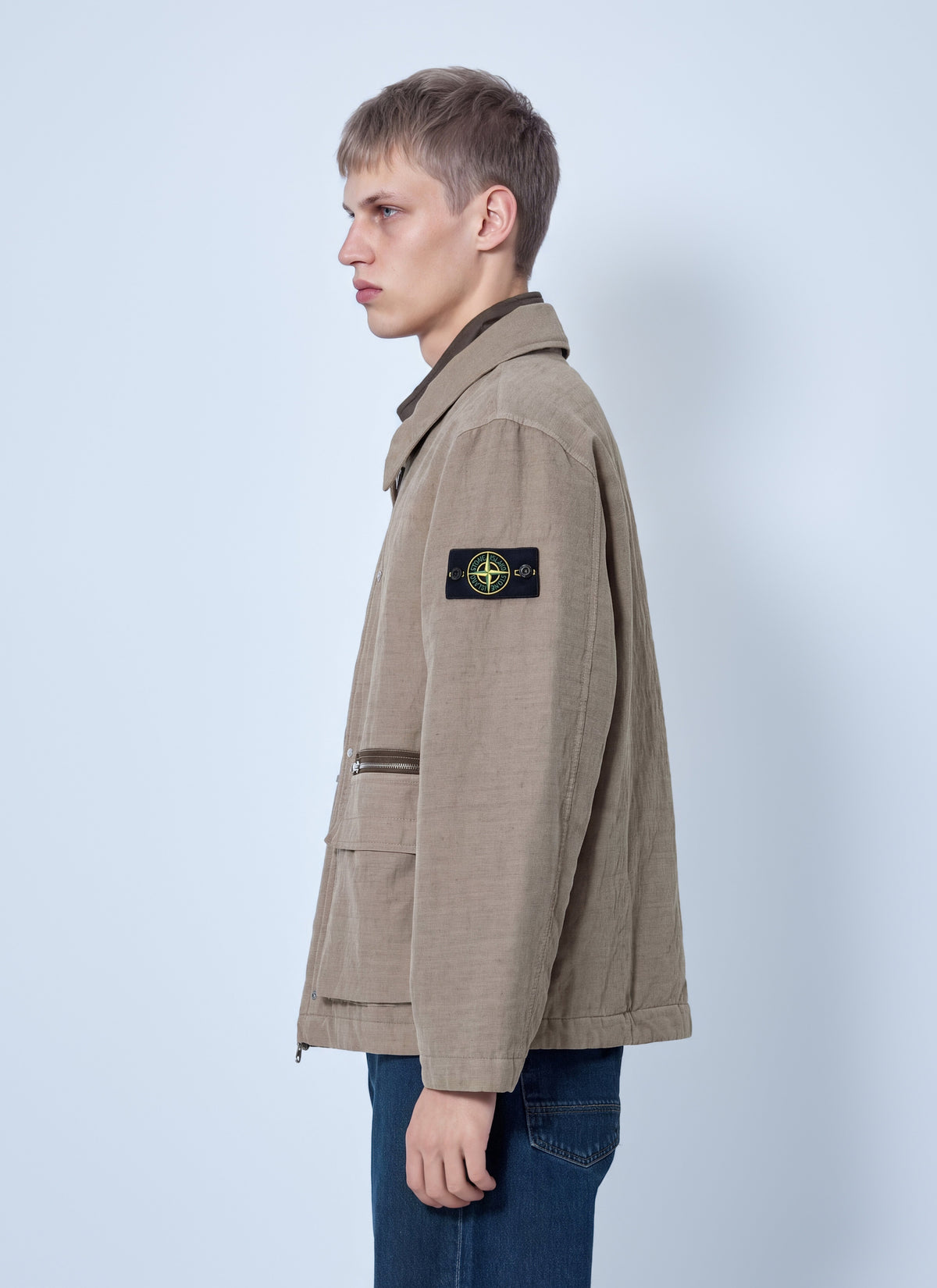 Stone Island Men Textured Zip Jacket STONE ISLAND
