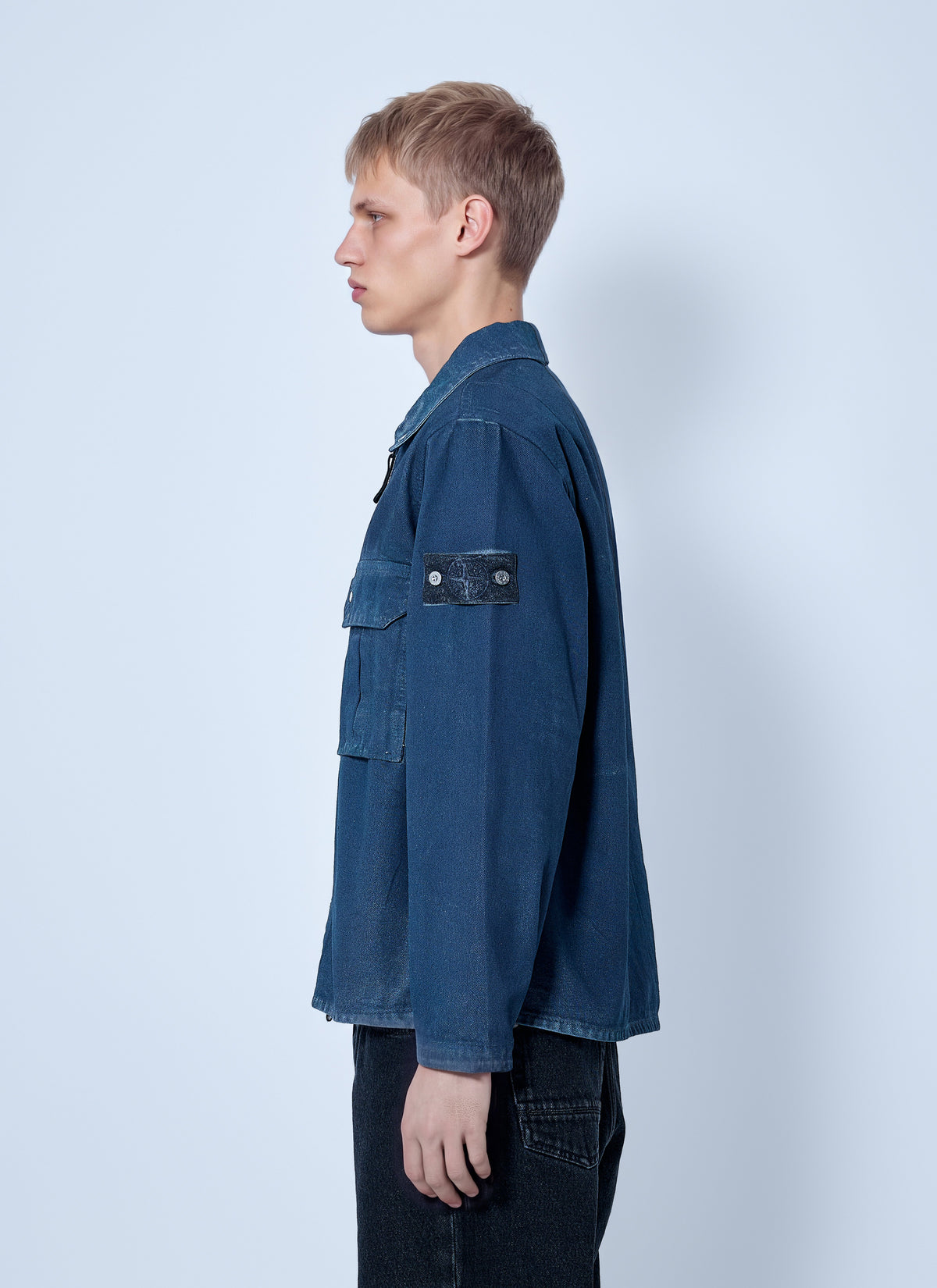 Stone Island Men Zip-Front Overshirt With Patch Pocket