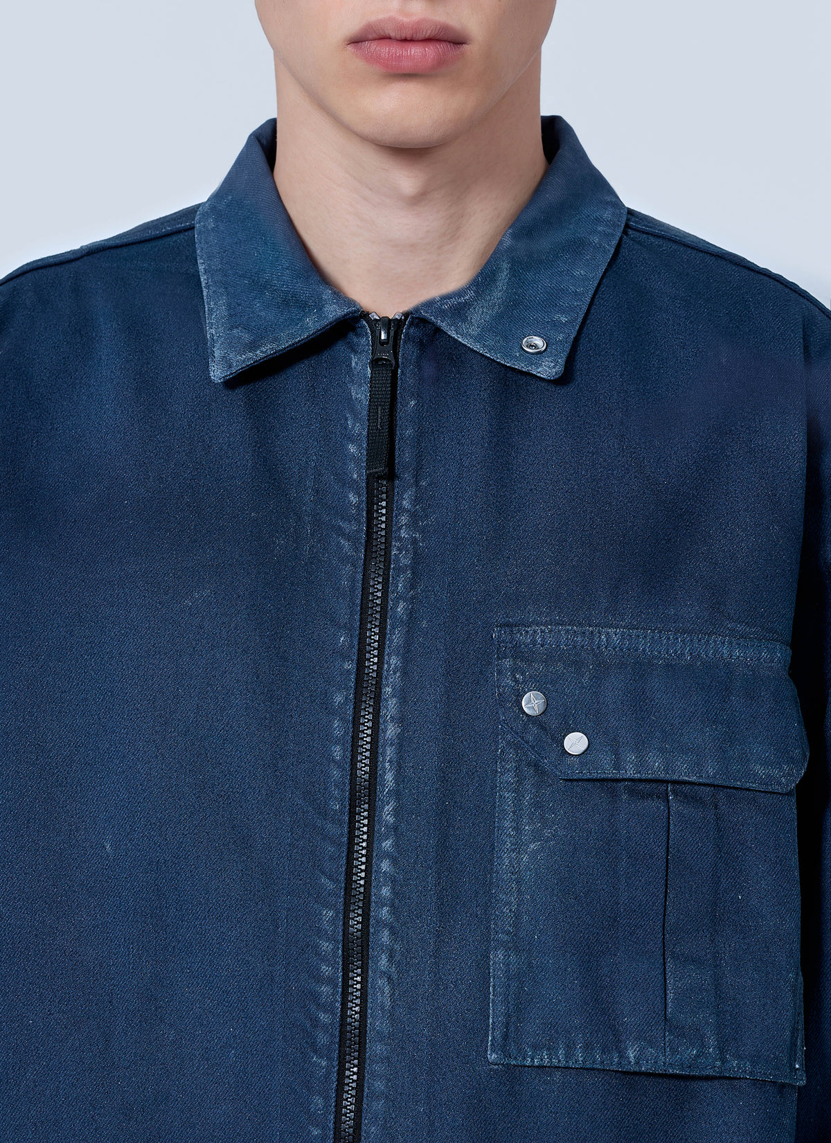 Stone Island Men Zip-Front Overshirt With Patch Pocket