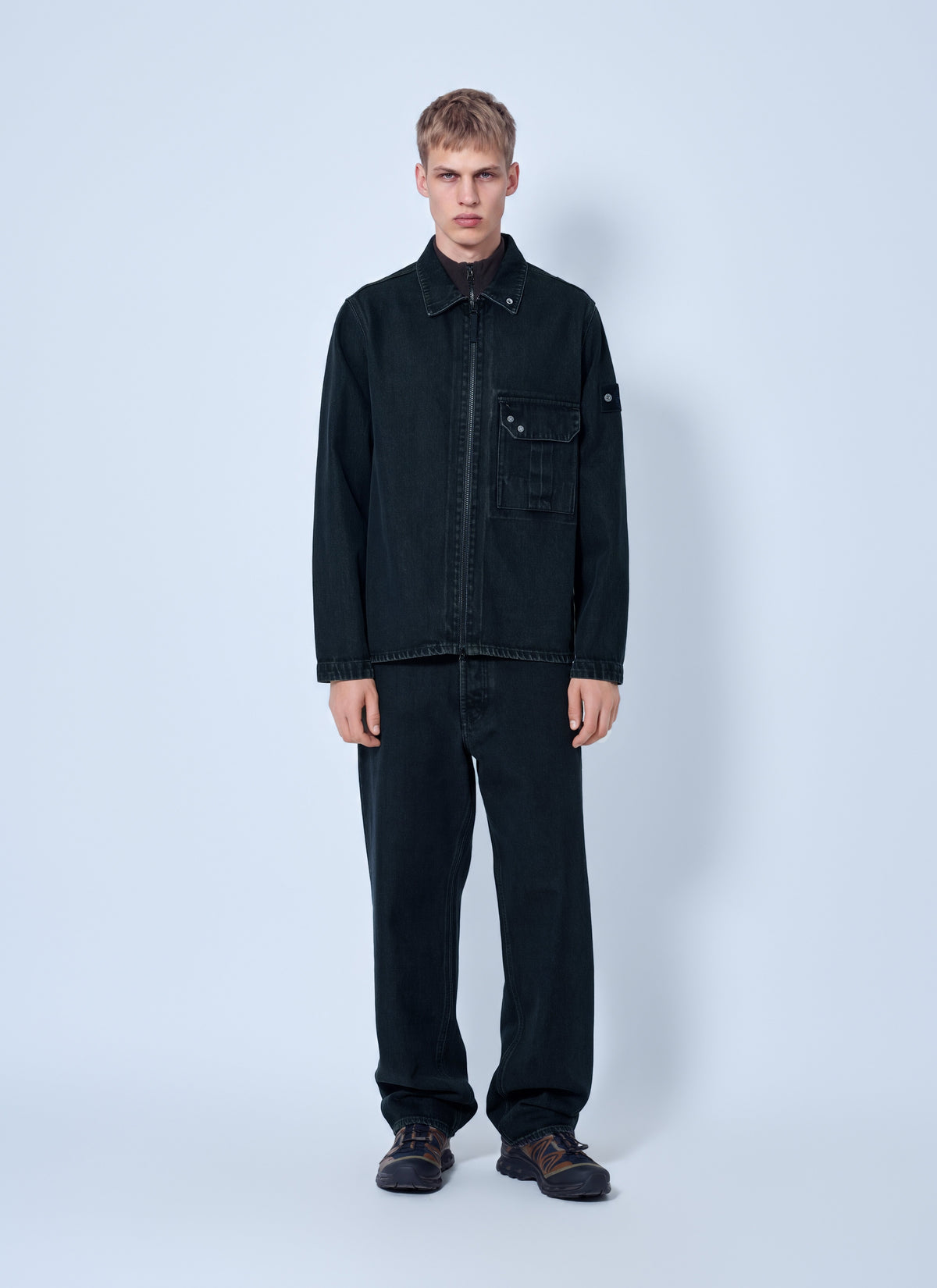 Stone Island Men Denim Overshirt With Utility Pocket STONE ISLAND