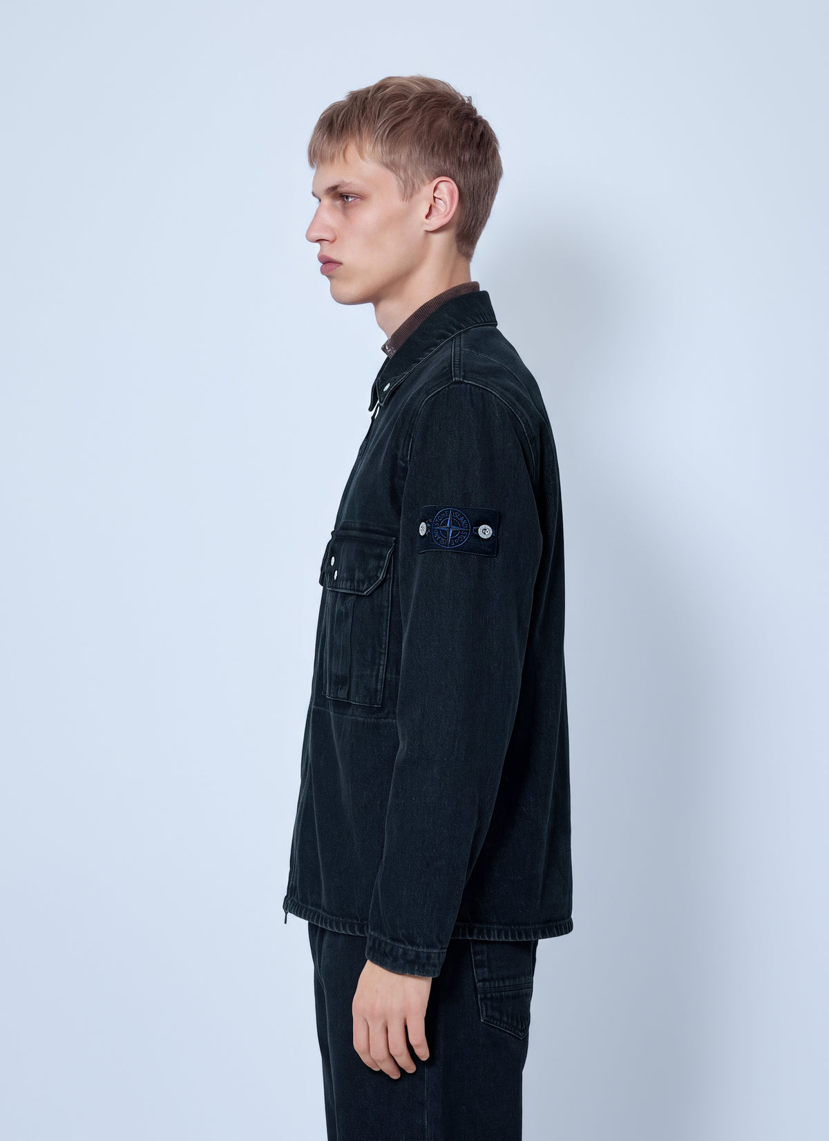 Stone Island Men Denim Overshirt With Utility Pocket STONE ISLAND