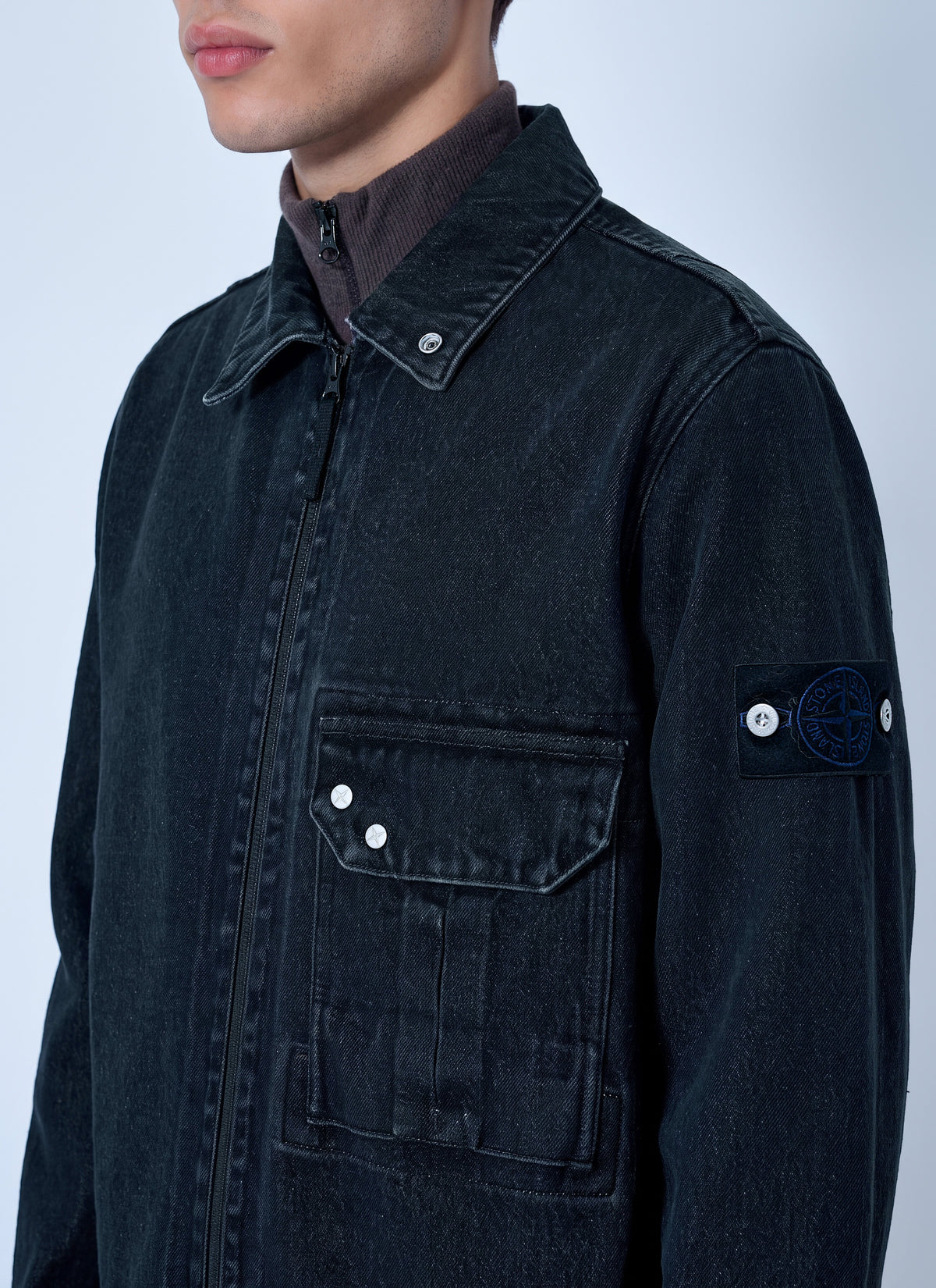 Stone Island Men Denim Overshirt With Utility Pocket STONE ISLAND