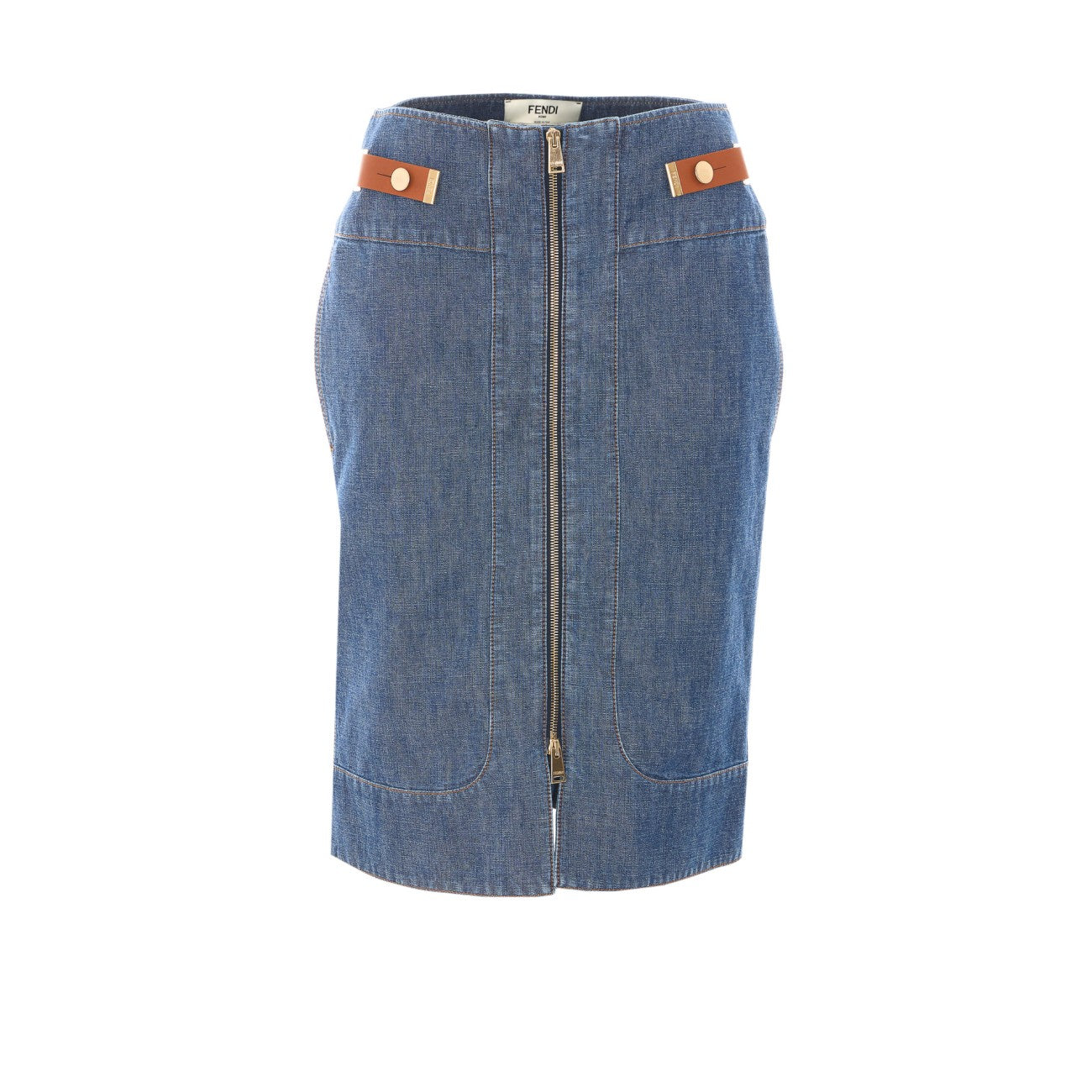 Fendi Women Straight Midi Denim Skirt FENDI