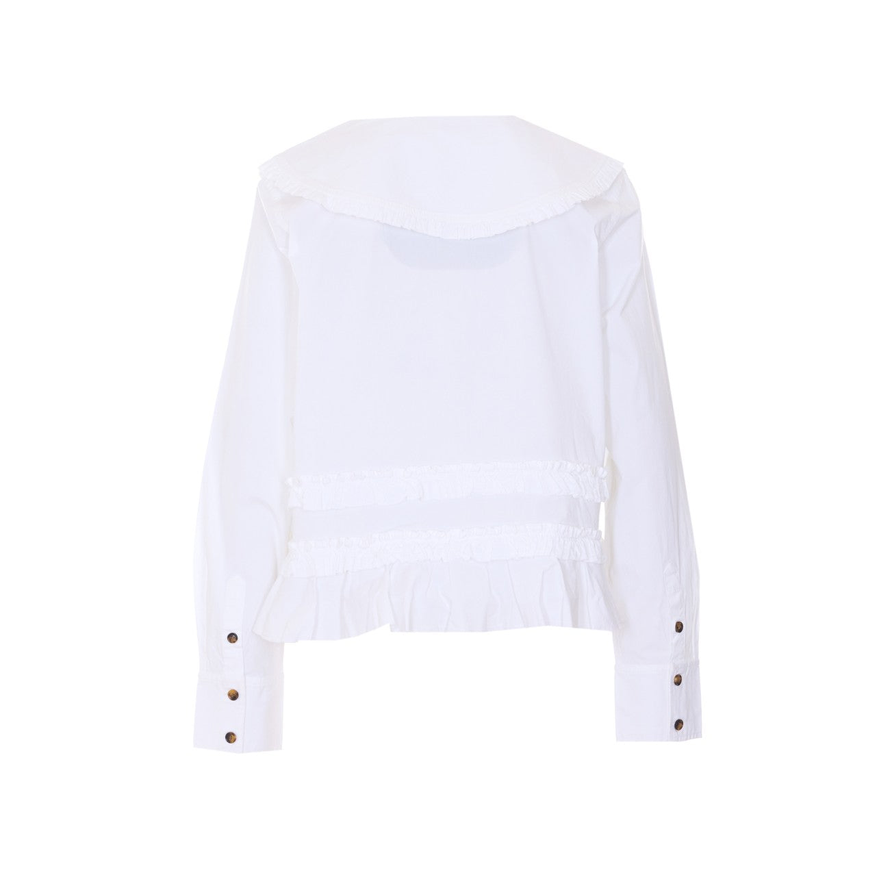 Ganni Women Stretch Cotton Ruffle Shirt GANNI