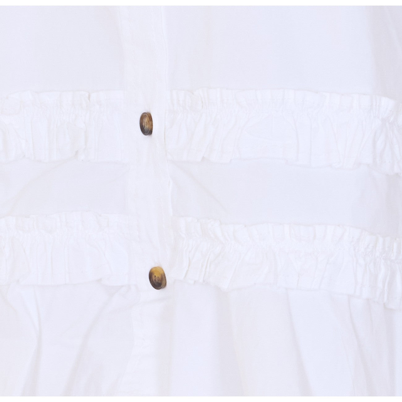 Ganni Women Stretch Cotton Ruffle Shirt GANNI