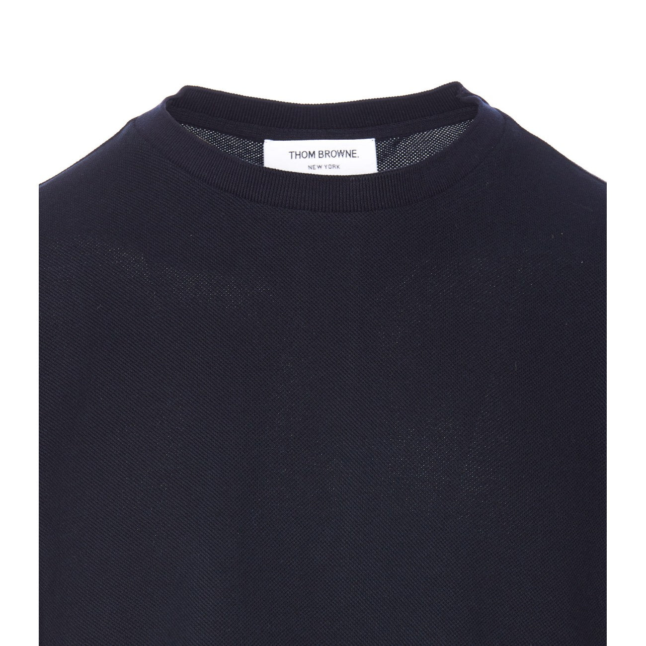 Thom Browne Men Stripe Logo Relaxed Fit Piquet T-Shirt THOM BROWNE