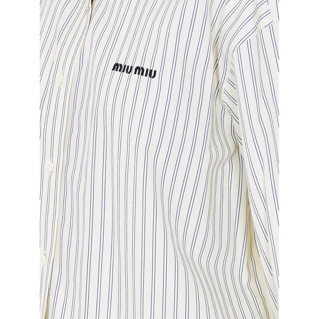 Miu Miu Women Striped Logo Shirt MIU MIU