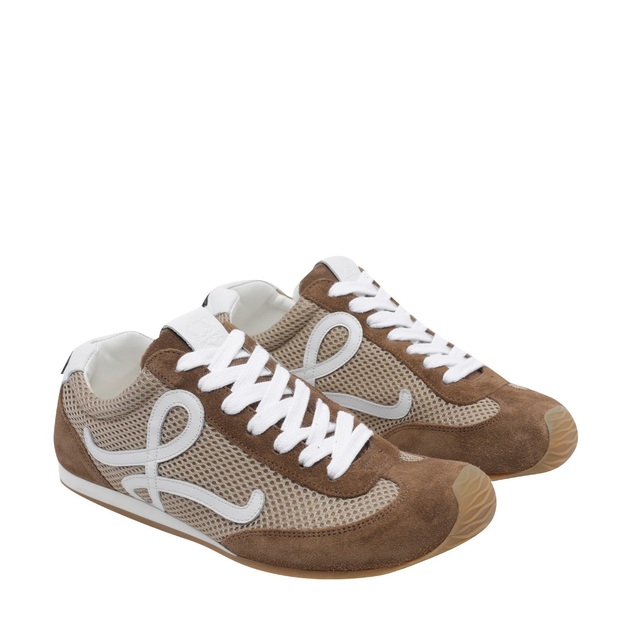Loewe Women Suede And Fishnet Ballet Runner 2.0 Sneakers LOEWE