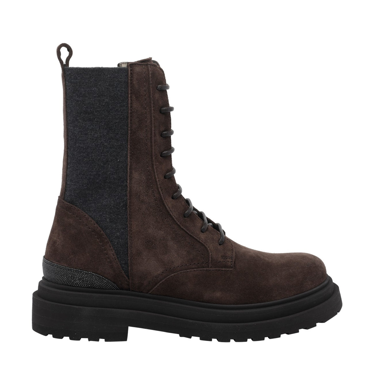 Brunello Cucinelli Women Suede And Wool Booties With Precious Detail BRUNELLO CUCINELLI