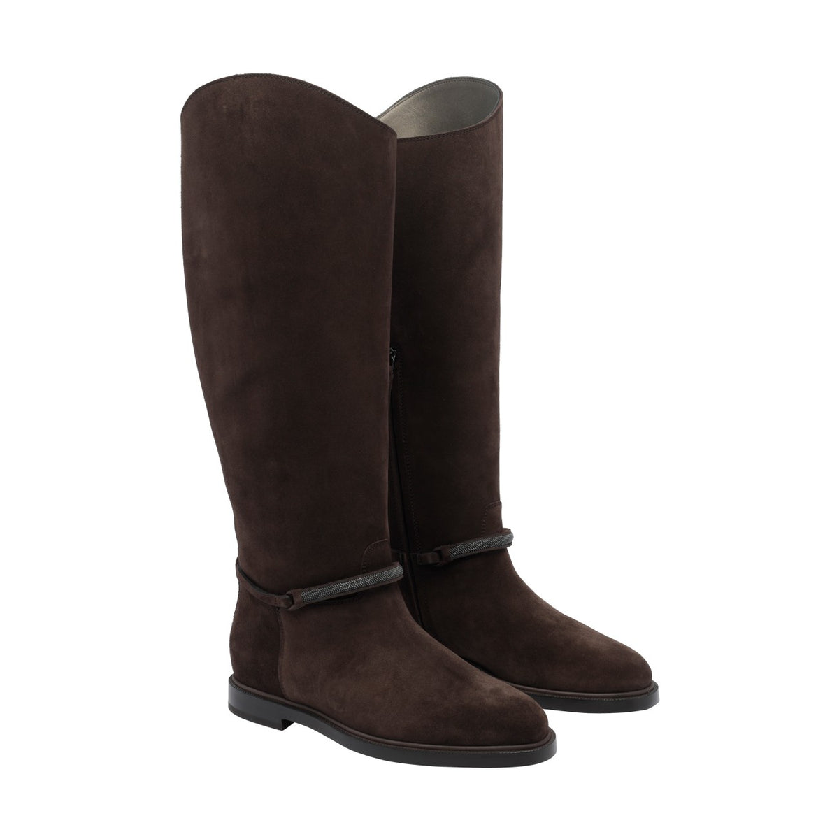 Brunello Cucinelli Women Suede Boot With Precious Strap BRUNELLO CUCINELLI