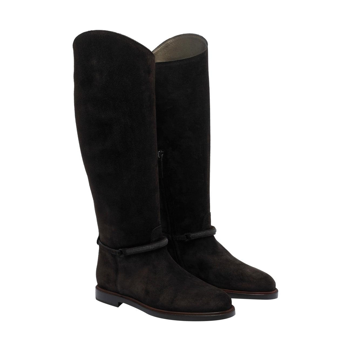 Brunello Cucinelli Women Suede Boots With Precious Strap BRUNELLO CUCINELLI