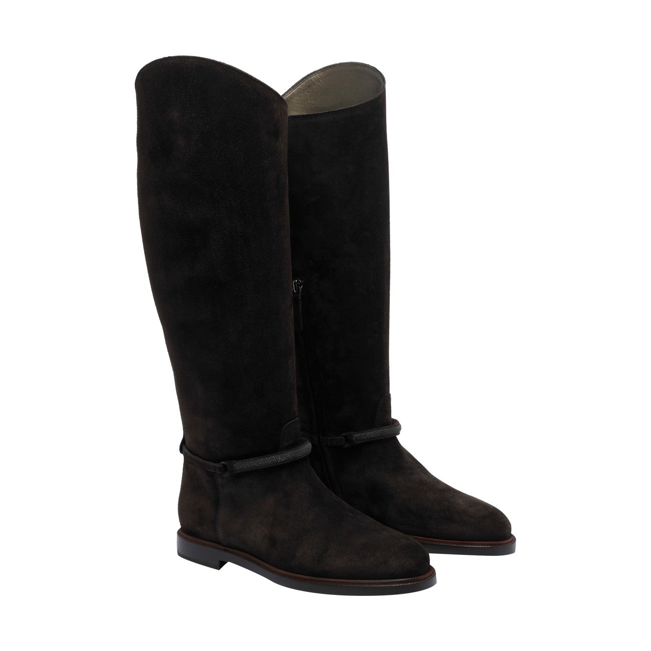 Brunello Cucinelli Women Suede Boots With Precious Strap BRUNELLO CUCINELLI