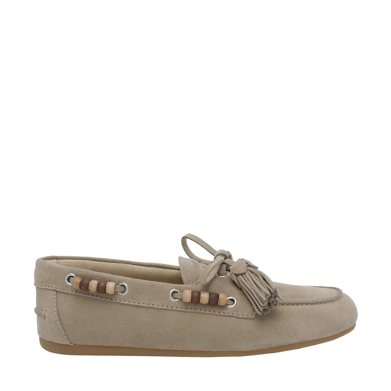 Miu Miu Women Suede Deck Loafers With Tassels And Miu Miu Logo MIU MIU