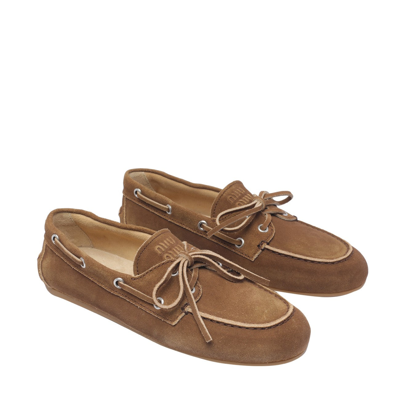 Miu Miu Women Suede Faded Deck Loafers MIU MIU
